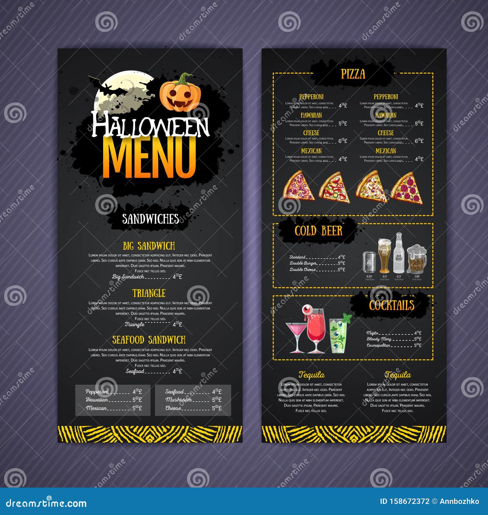 Design Do Menu Halloween Com Jack Ou Lanterna Menu Restaurante