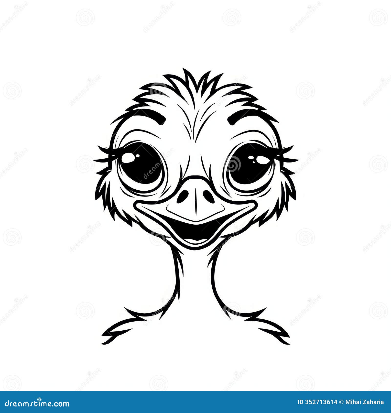 cute ostrich outline  logo  perfect for branding