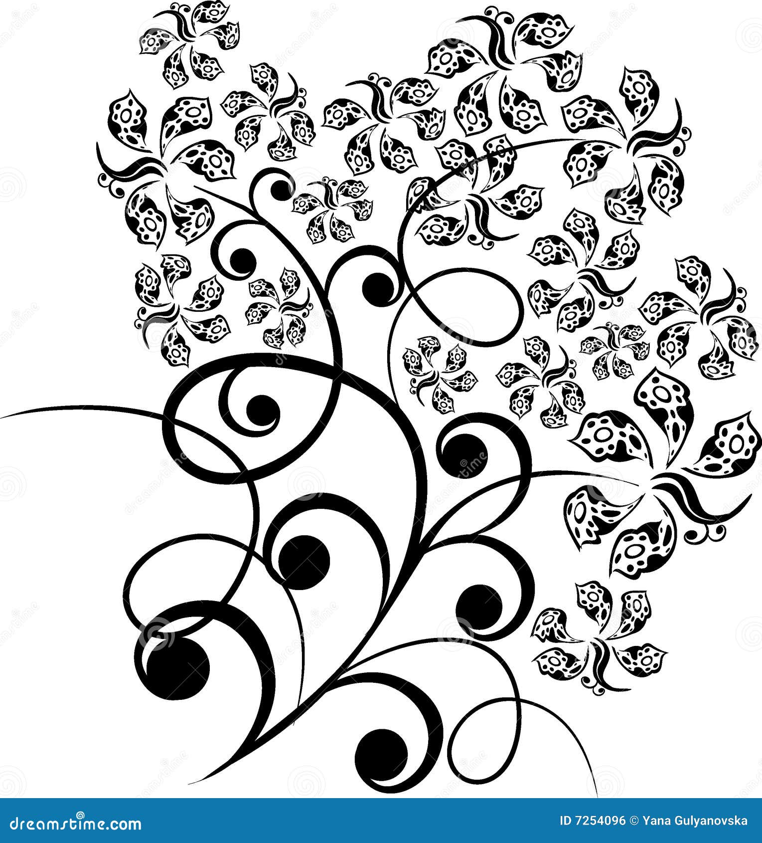 Design floral tattoo stock vector. Illustration of clip 7254096