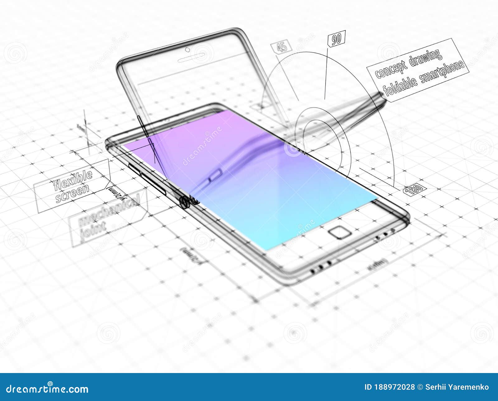 Design Of A Foldable Smartphone 3d Illustration Stock Illustration Illustration Of Phone Engineering 188972028