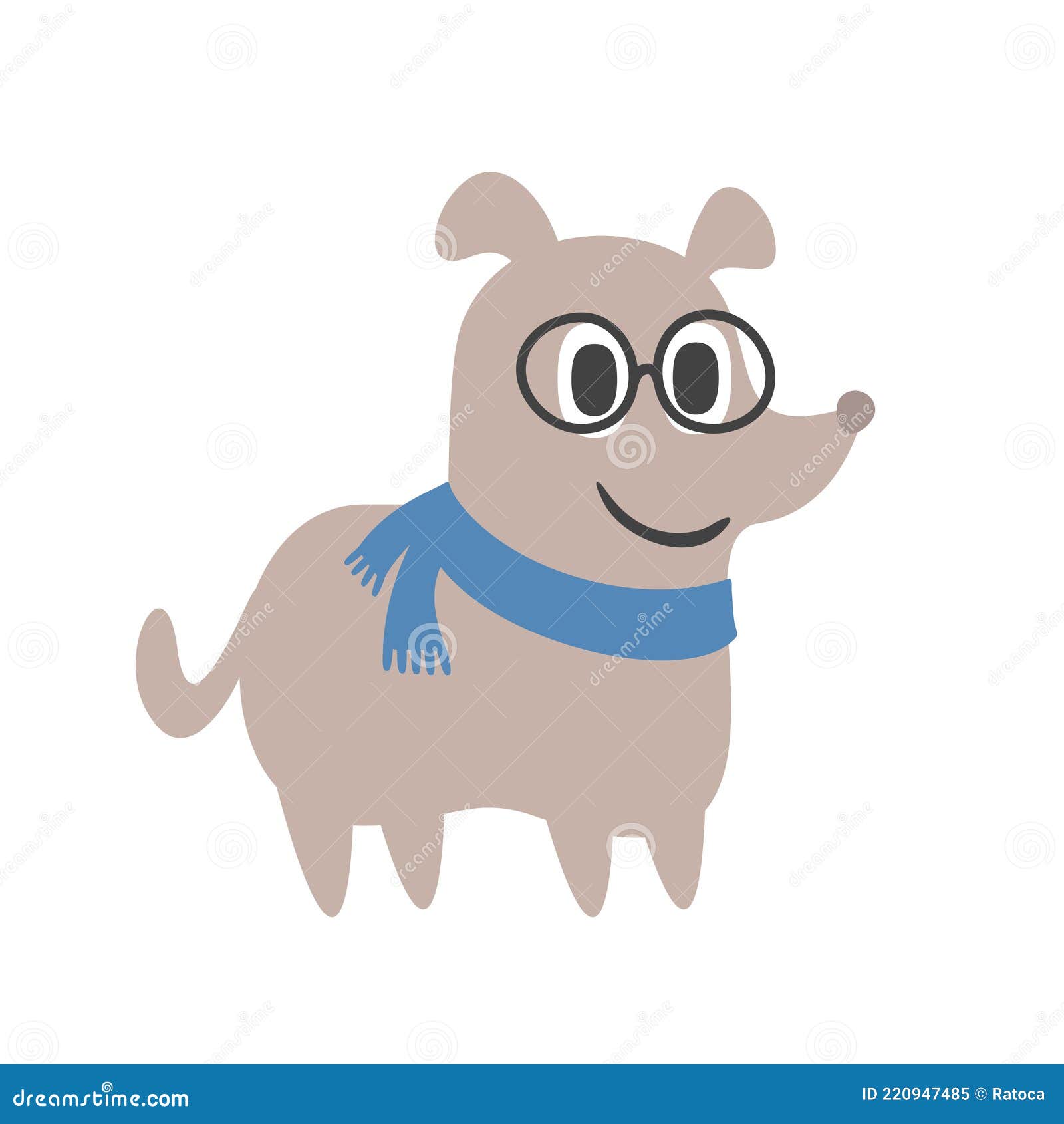Design of Funny Dog with Scarf and Glasses Stock Vector Illustration of adorable, front 220947485