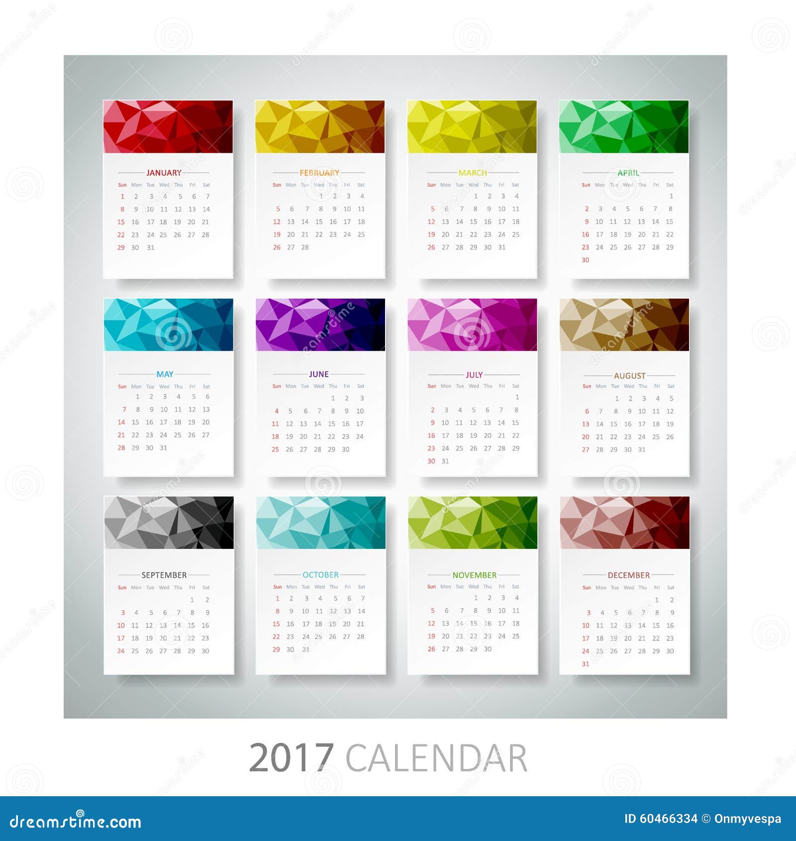Design Geometrical Calendar Of 2017. Stock Vector - Image ...