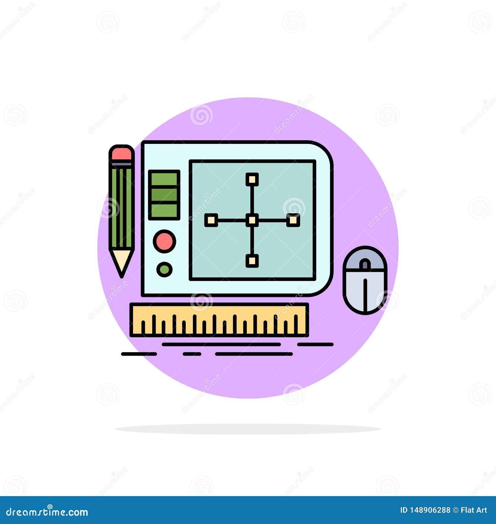 , graphic, tool, software, web ing flat color icon 