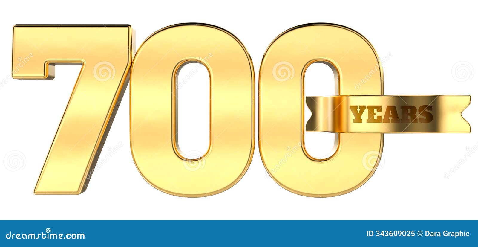 happy anniversary number 700 year gold 3d with white background