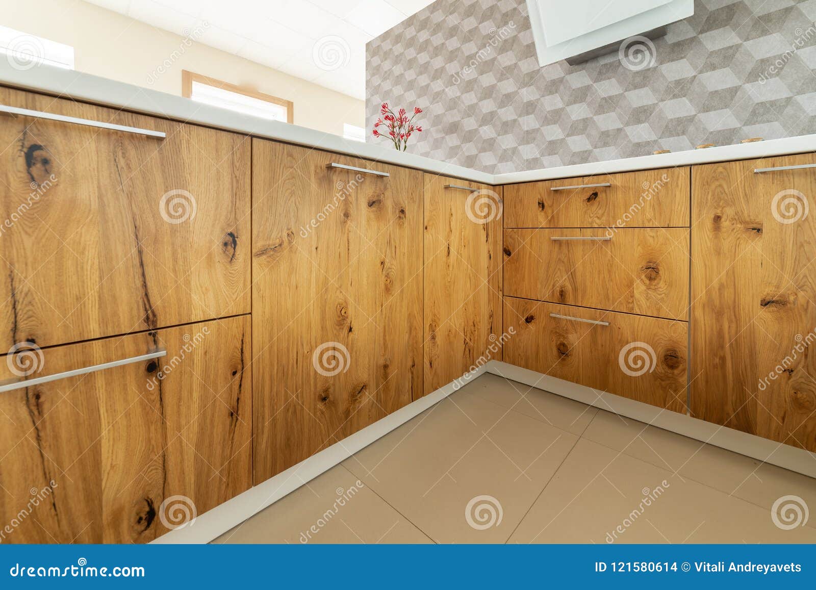 Design Of Kitchen Cabinets From Solid Wood Stock Photo Image Of Elegant Functional 121580614