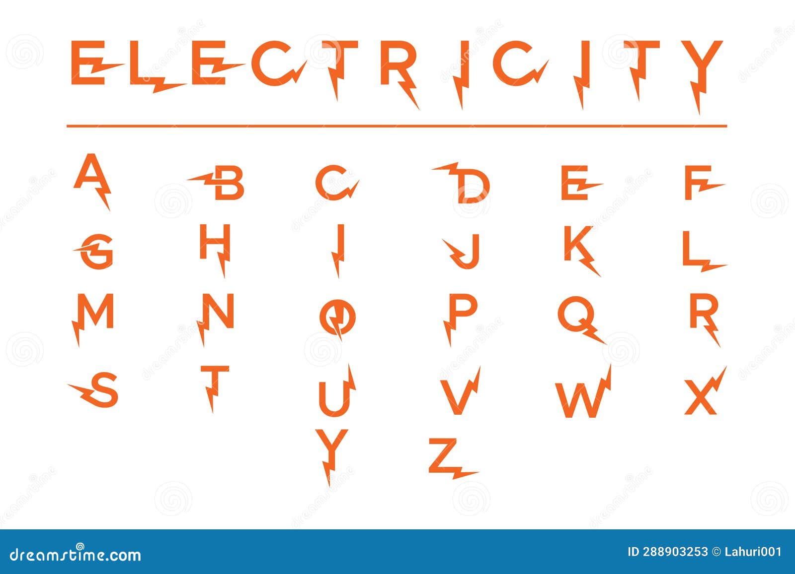 Design Letter Font Electricity Concept Orange Color Stock Illustration