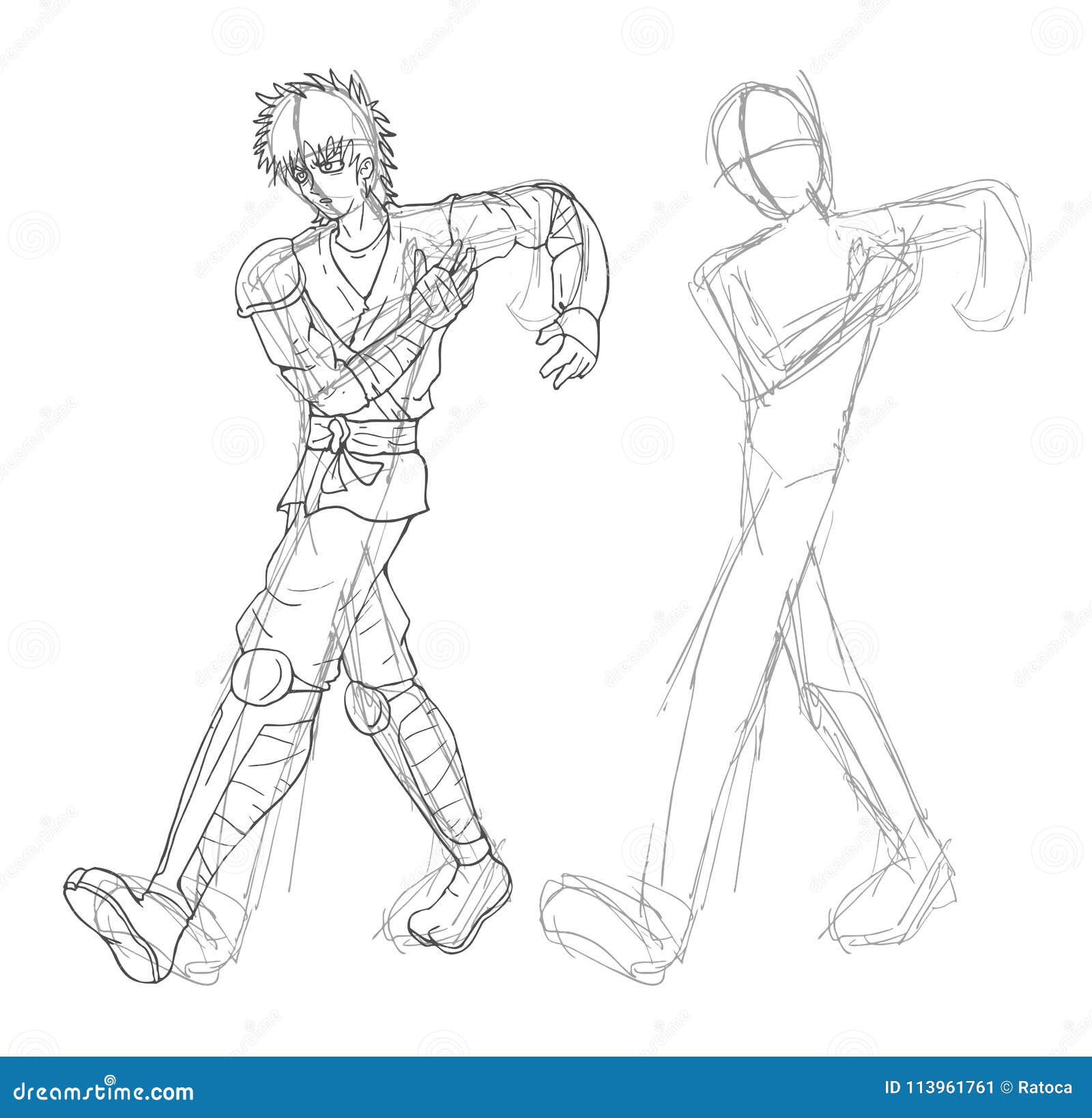 Man walking sketch stock vector. Illustration of warrior - 113961761