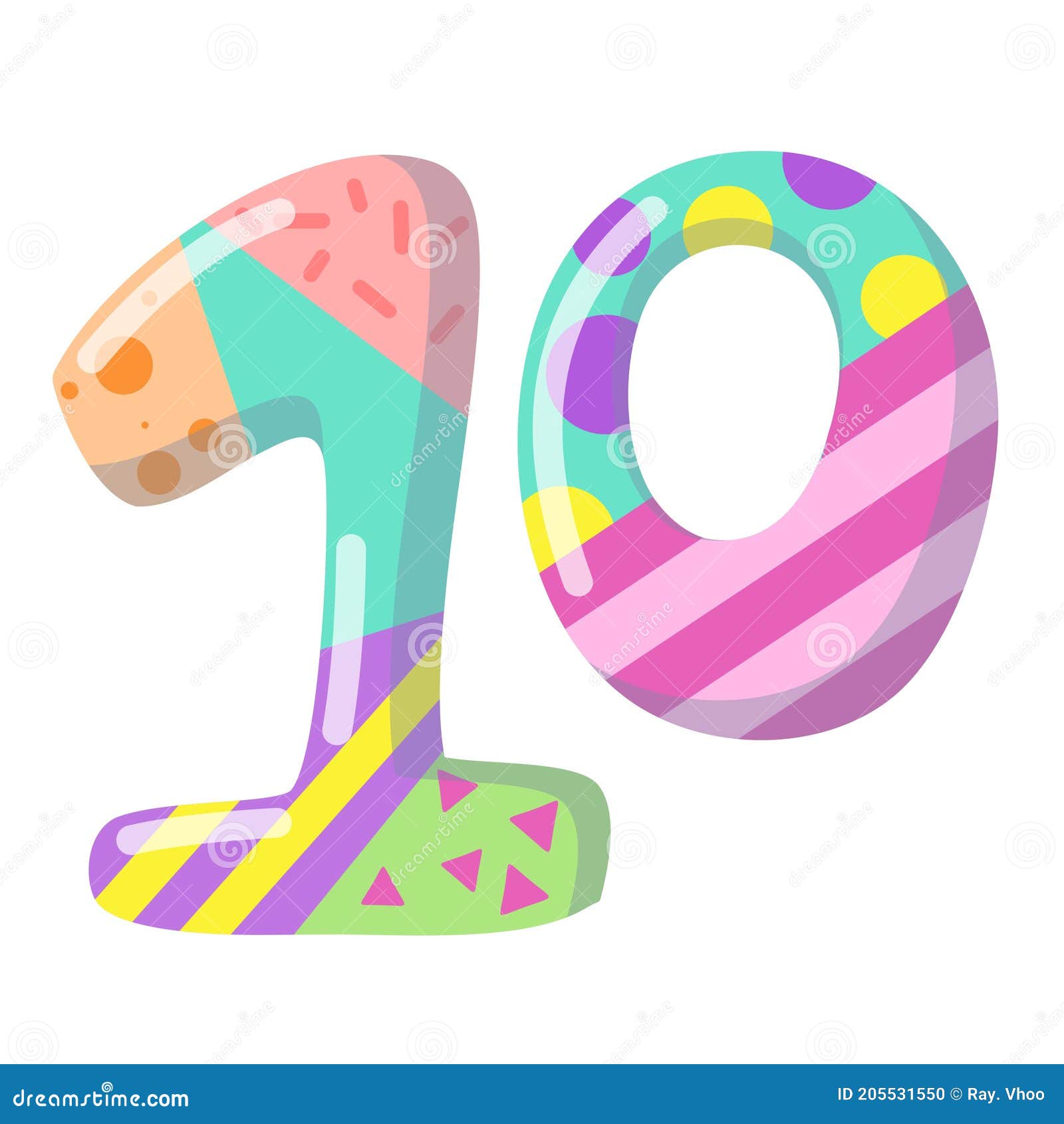 Design of Number Ten in a Soft Colour Background for Any Template and ...
