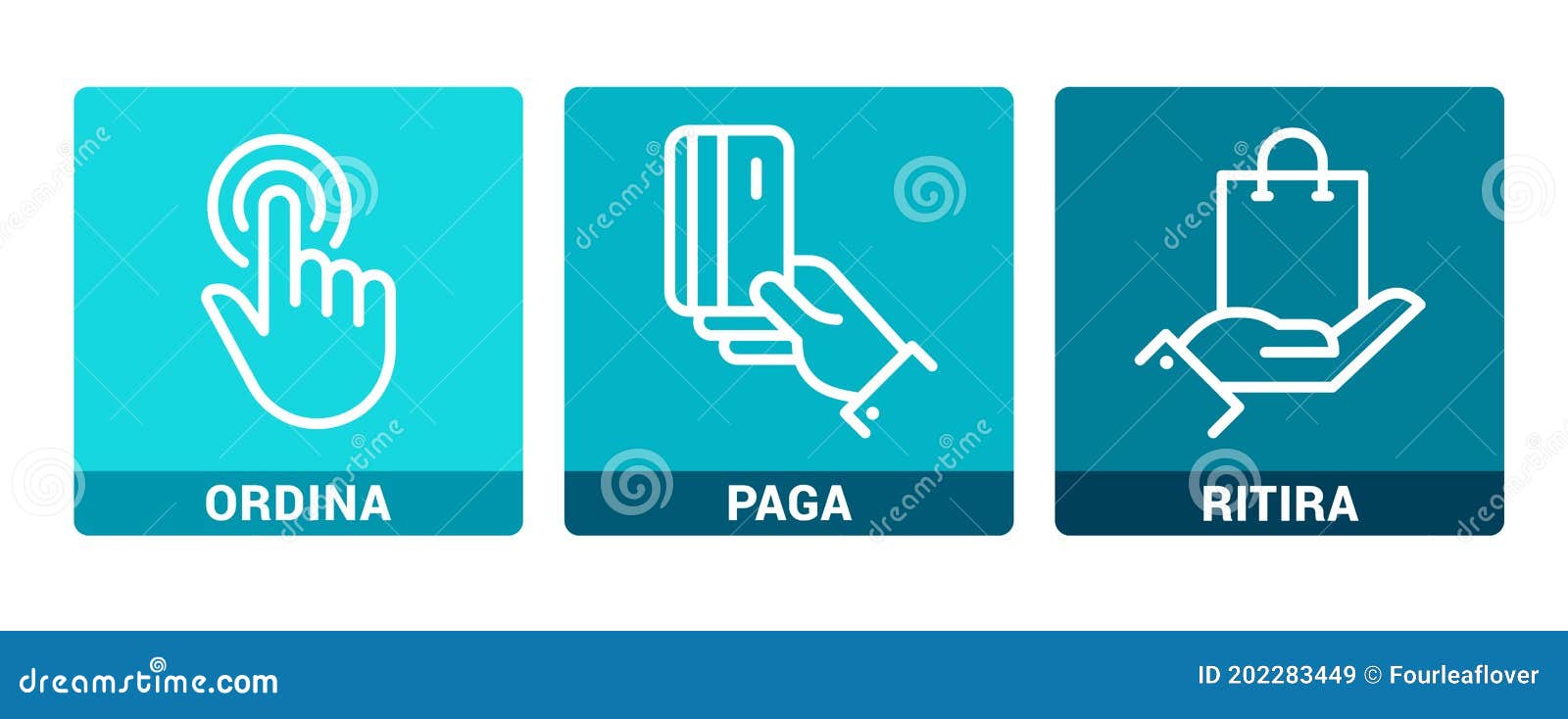  ordina e paga online e ritira in negozio su sfondo blu