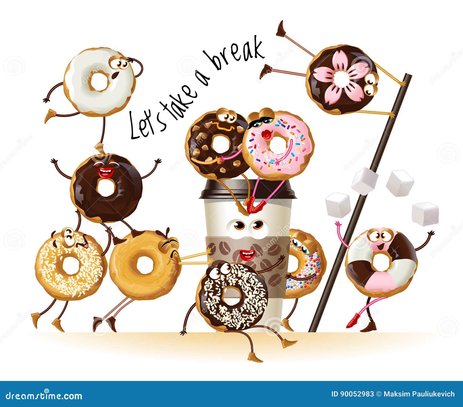  a poster with cartoon characters donuts