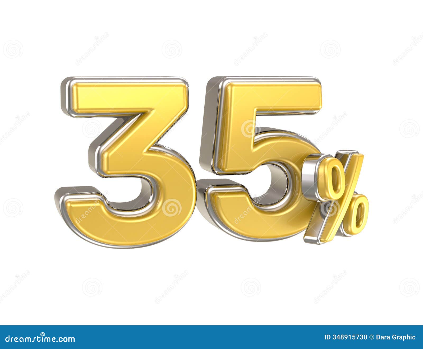 precent number 35 gold with white background