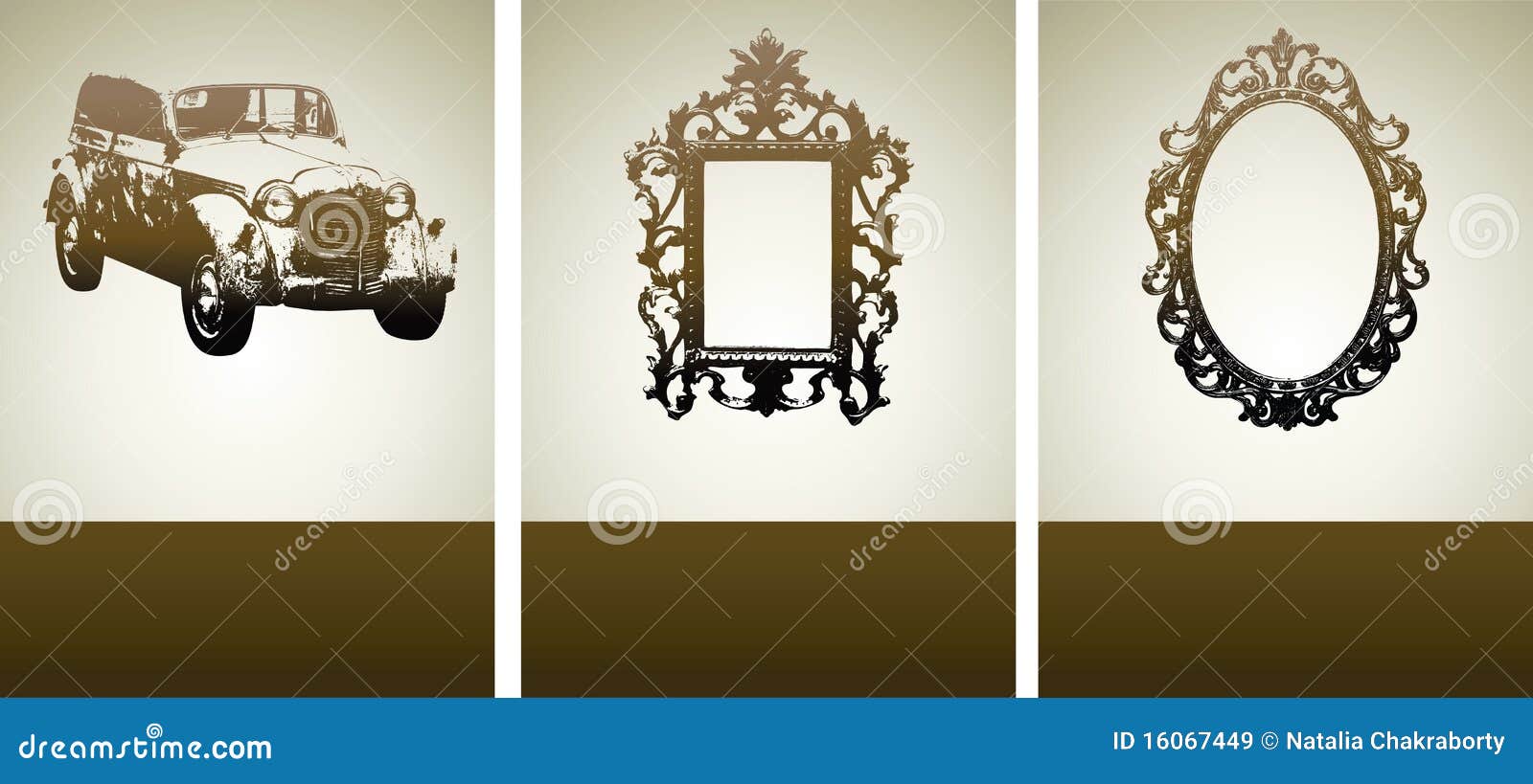 Design Samples with Retro Car and Frames Stock Vector Illustration of cover, rust 16067449