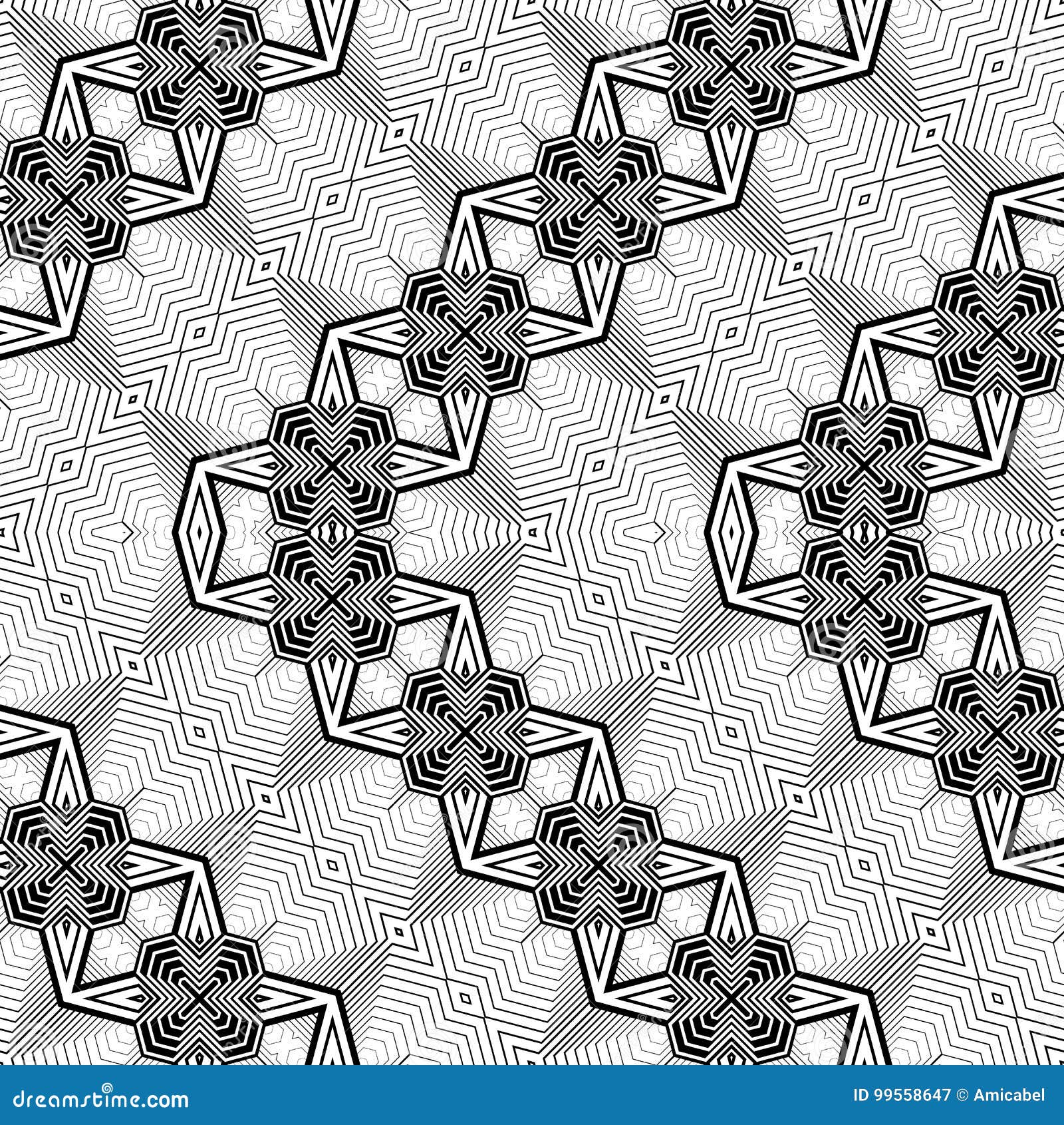 Design Seamless Monochrome Decorative Pattern Stock Vector