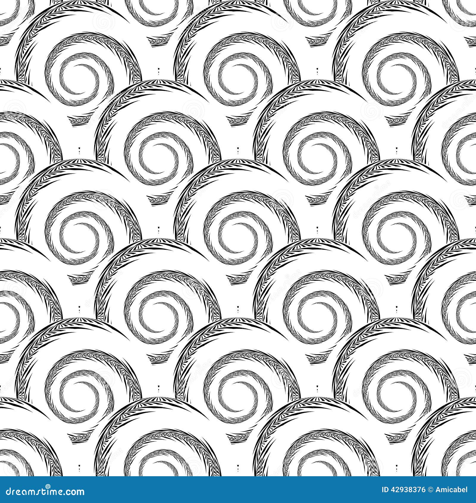 Design Seamless Monochrome Spiral Pattern Stock Vector - Illustration ...
