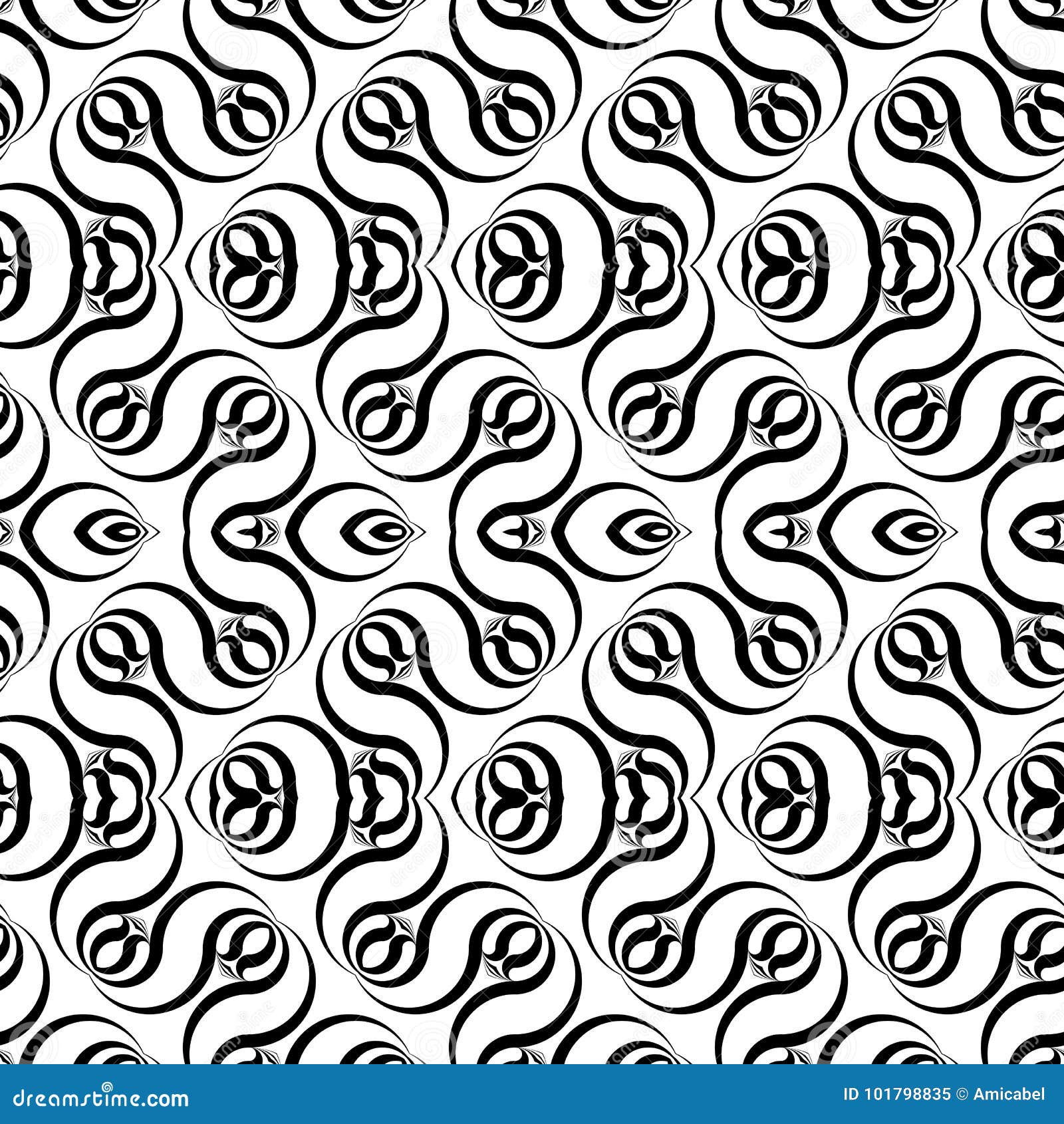 Design Seamless Monochrome Waving Pattern Stock Vector - Illustration ...