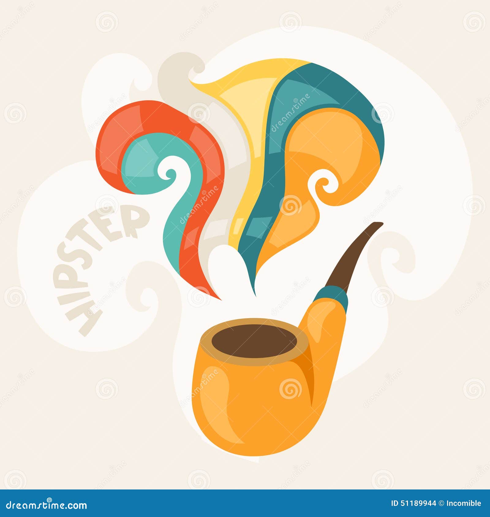 Design with Smoking Pipe in Hipster Style Stock Vector - Illustration