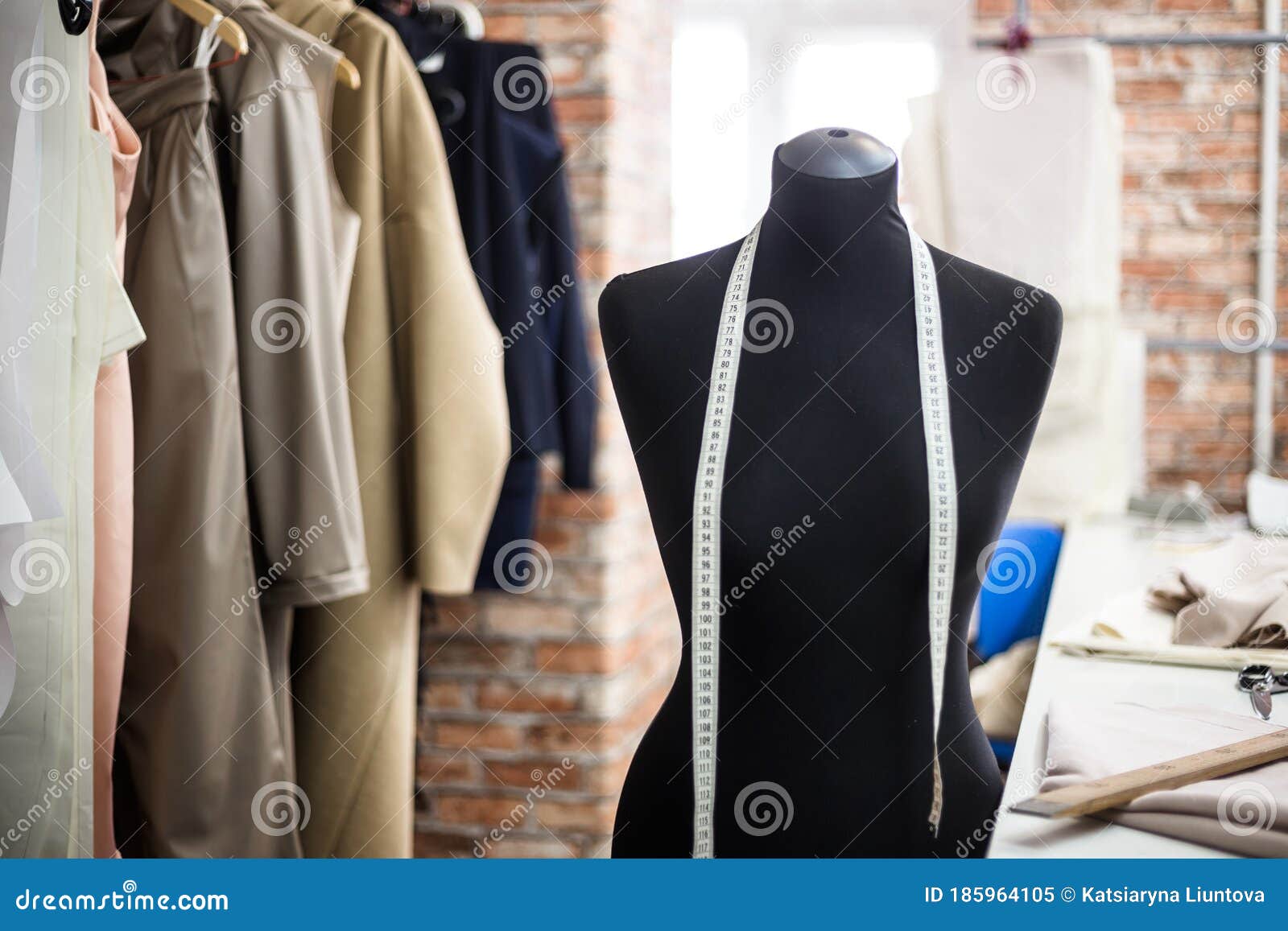 Design Studio Concept. Mannequin Dummy, Clothes Hangers, Dressmaking ...