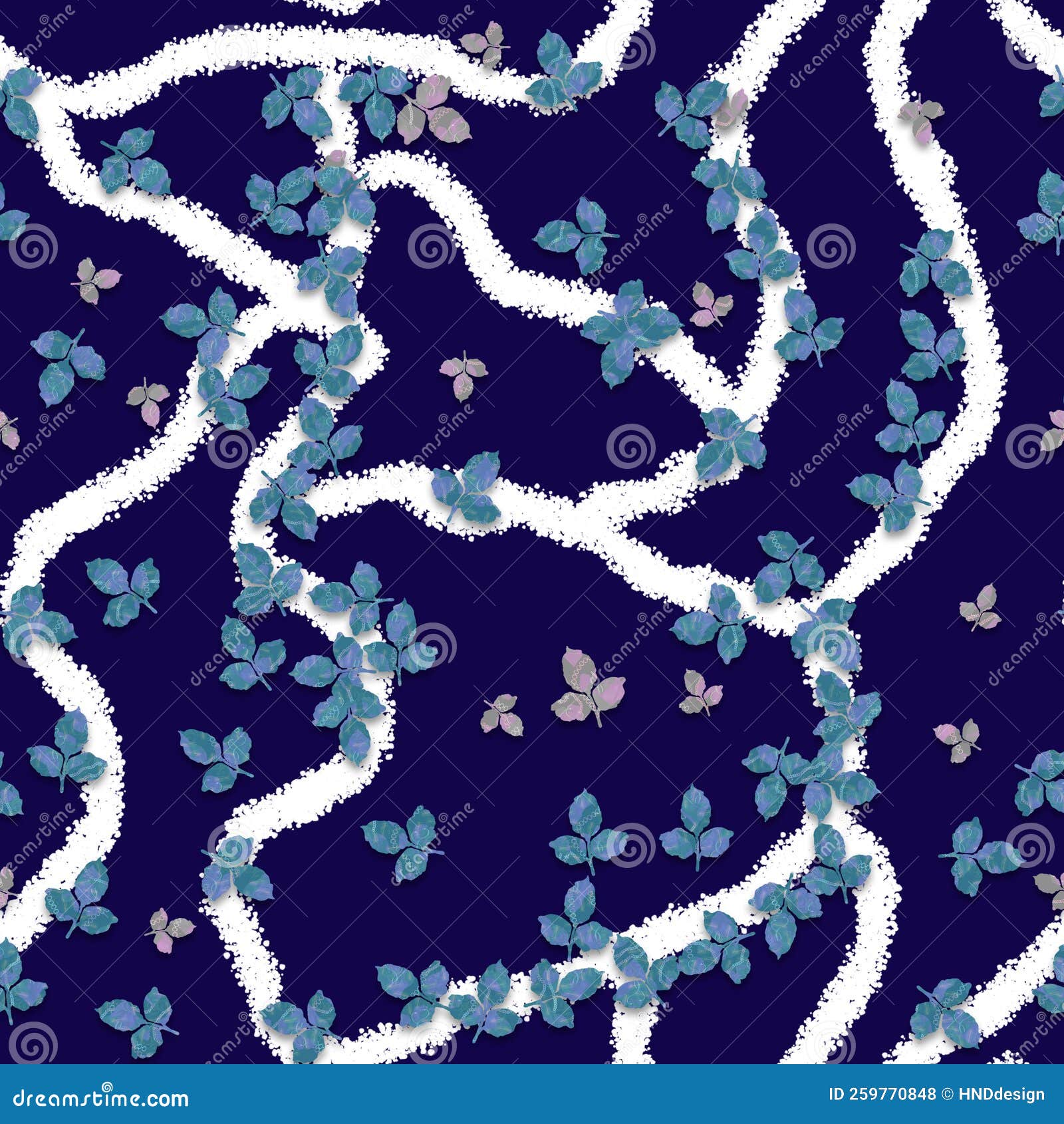 Repeated Pattern with Leaves Useful for Fabric, Background, Wallpaper