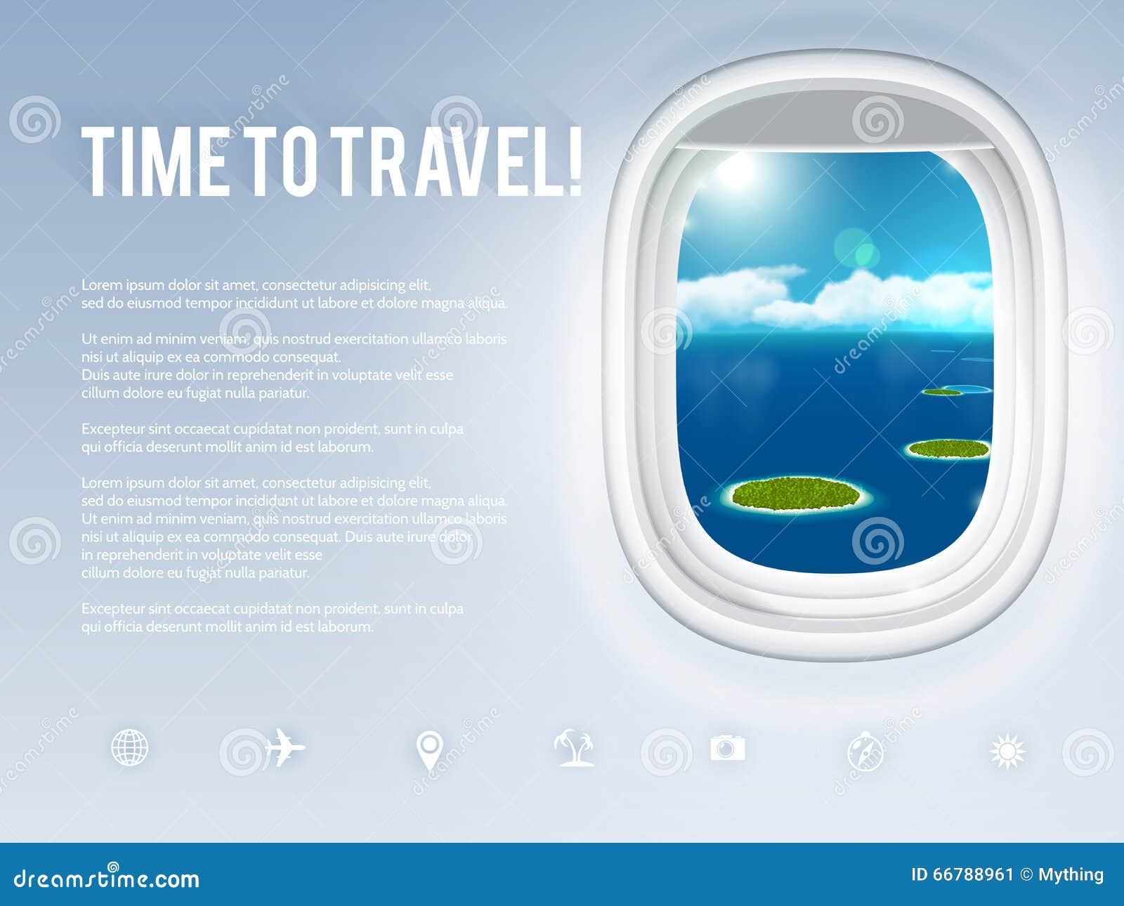 Design Template with Aircraft Porthole, Illustration,eps10. Stock
