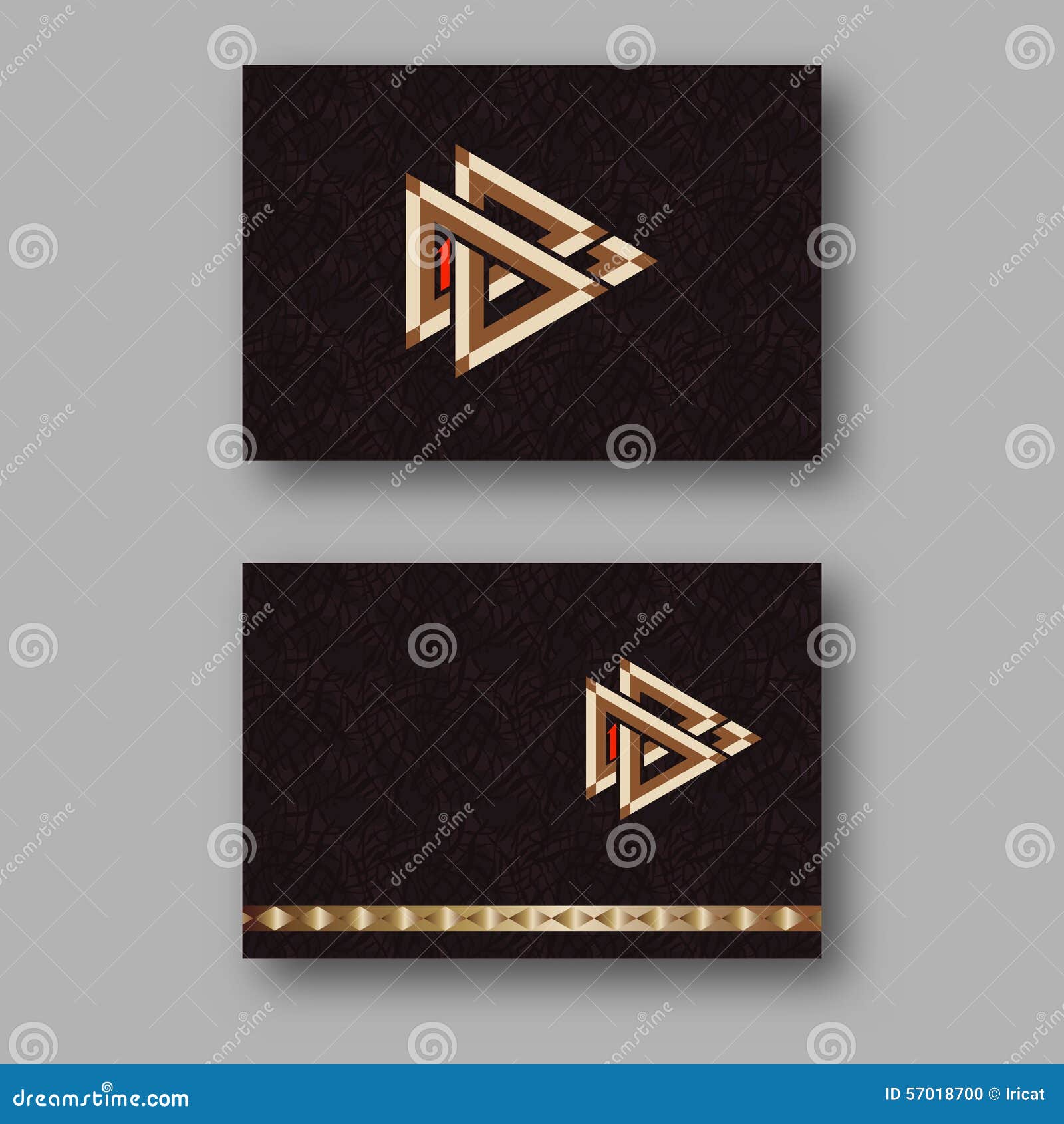 Design Template Business Card with Geometric Logo of Interlocking Triangles. Stock Vector