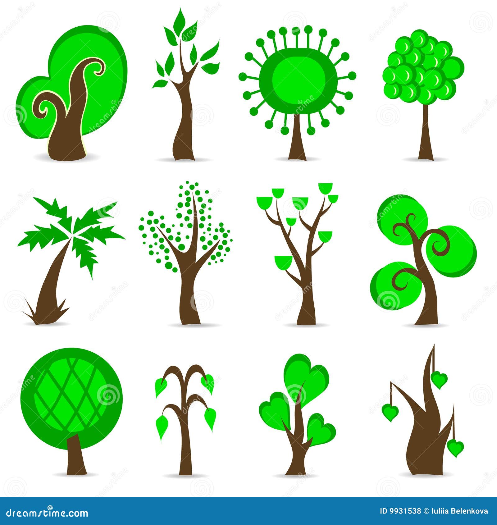 Design tree set stock vector. Illustration of stylized 9931538