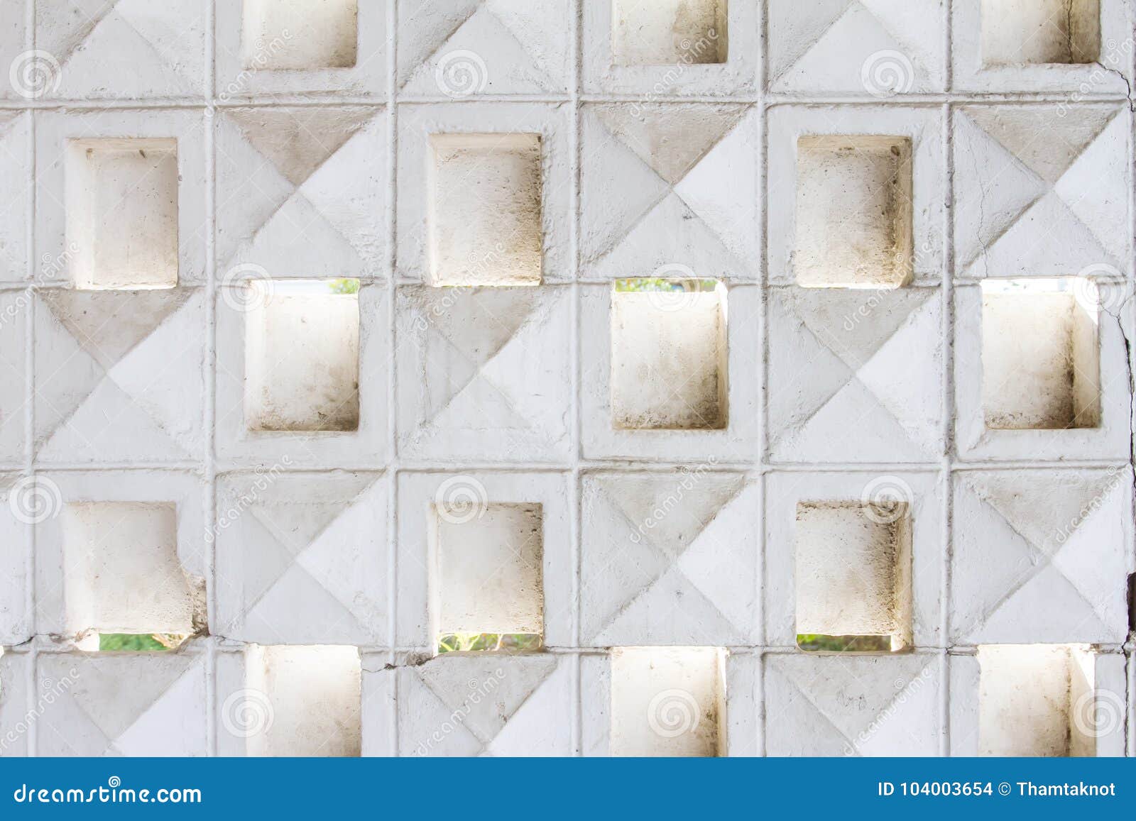 Design of Triangle and Hole White Cement Wall As Background. Stock