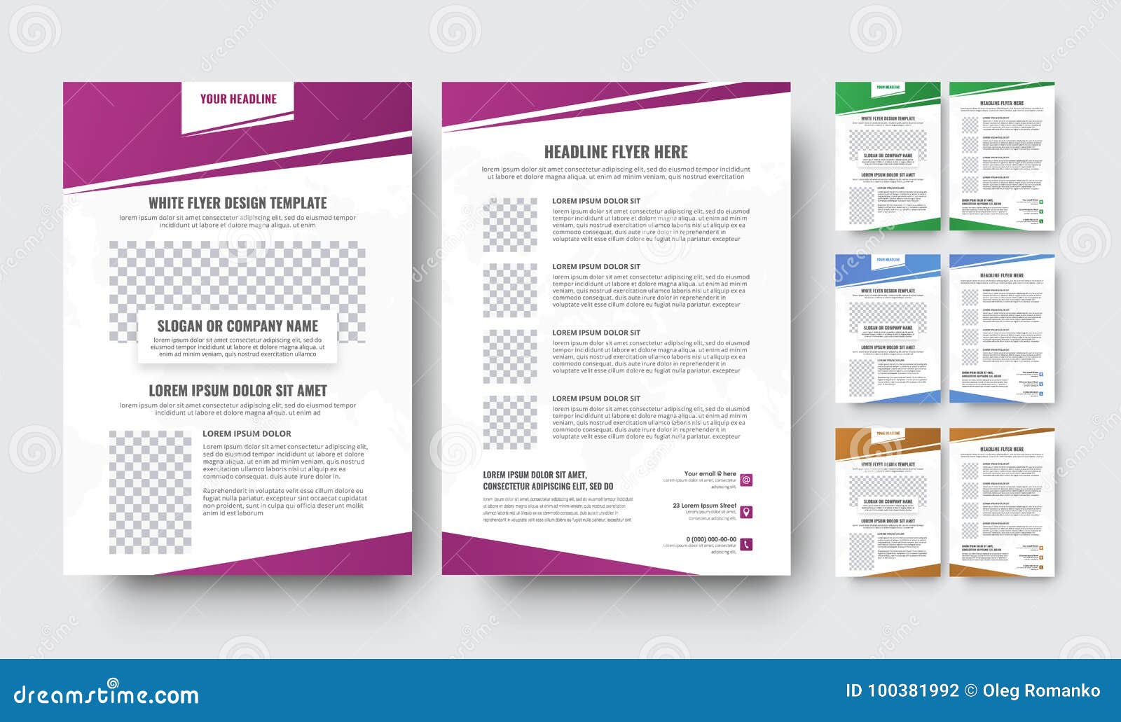 Templates of the Front and Back Pages of the Flyer with Gradien Within Quarter Page Flyer Template