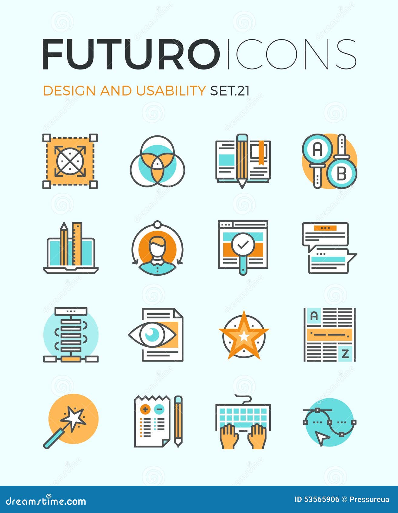 Design and Usability Futuro Line Icons Stock Vector Illustration of