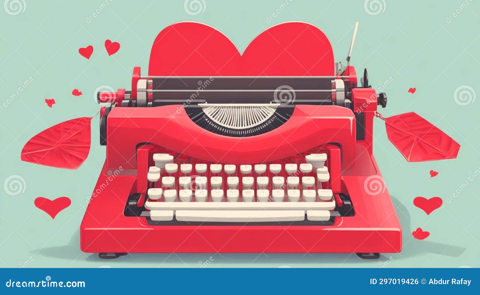 Design a Vector Illustration of a White and Red Typewriter Typing Out