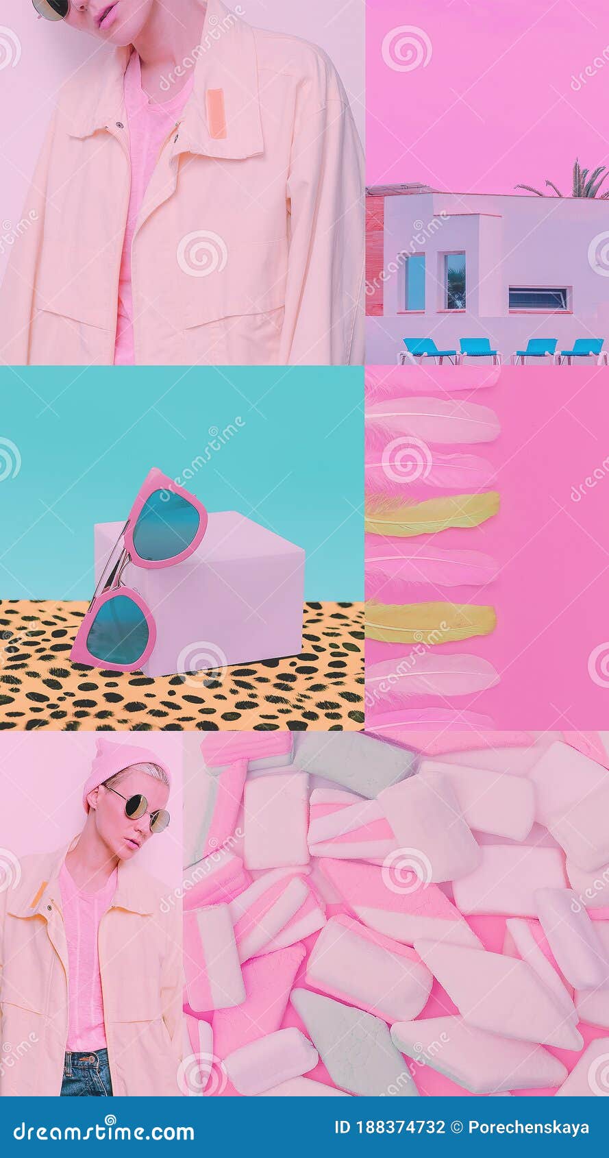 Fashion Aesthetic Moodboard. Stylish Pastel Colours Mix Stock Photo - Image  of summer, composition: 188374732
