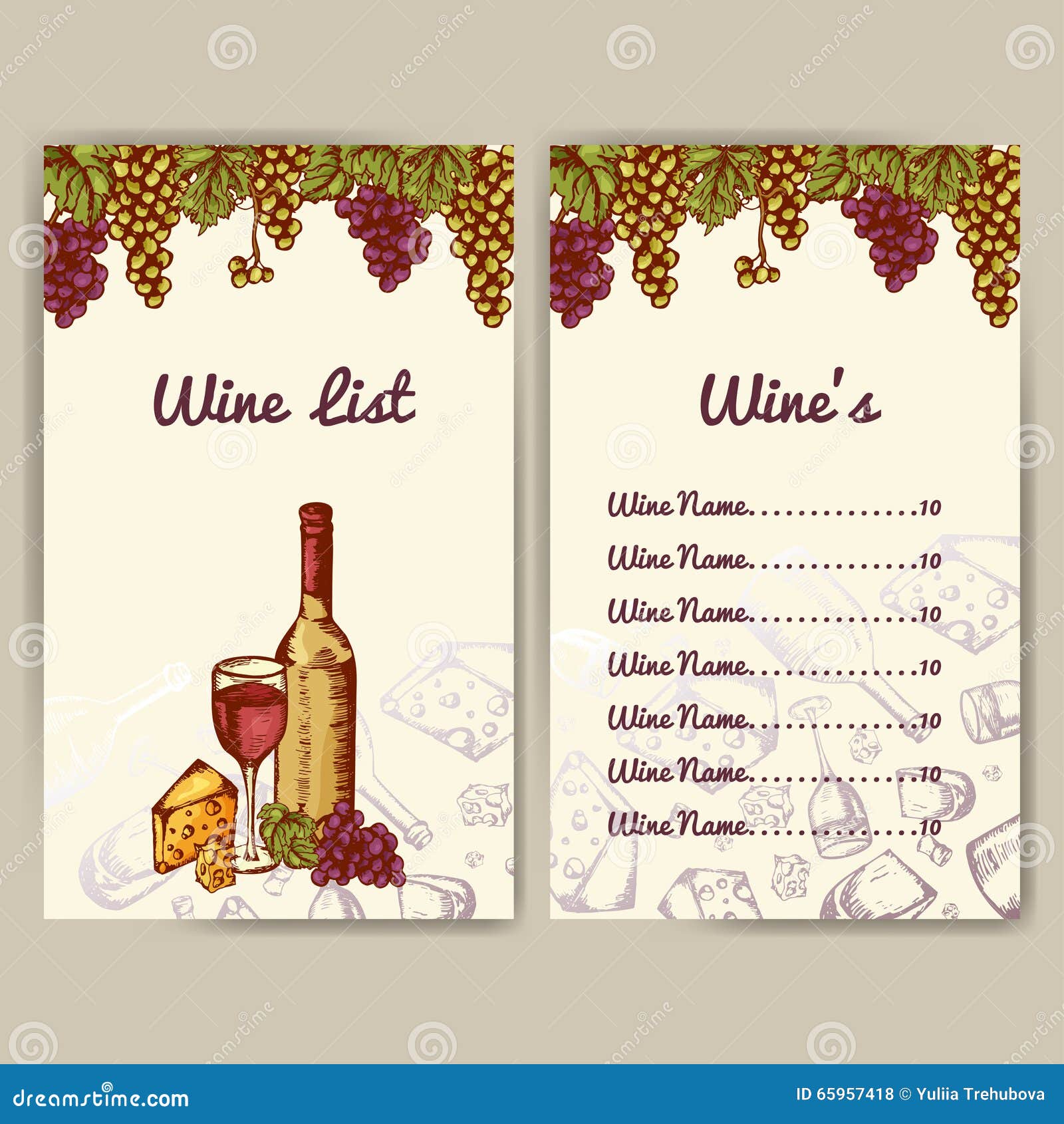 Design For Wine List. Restaurant Template For Invitation 