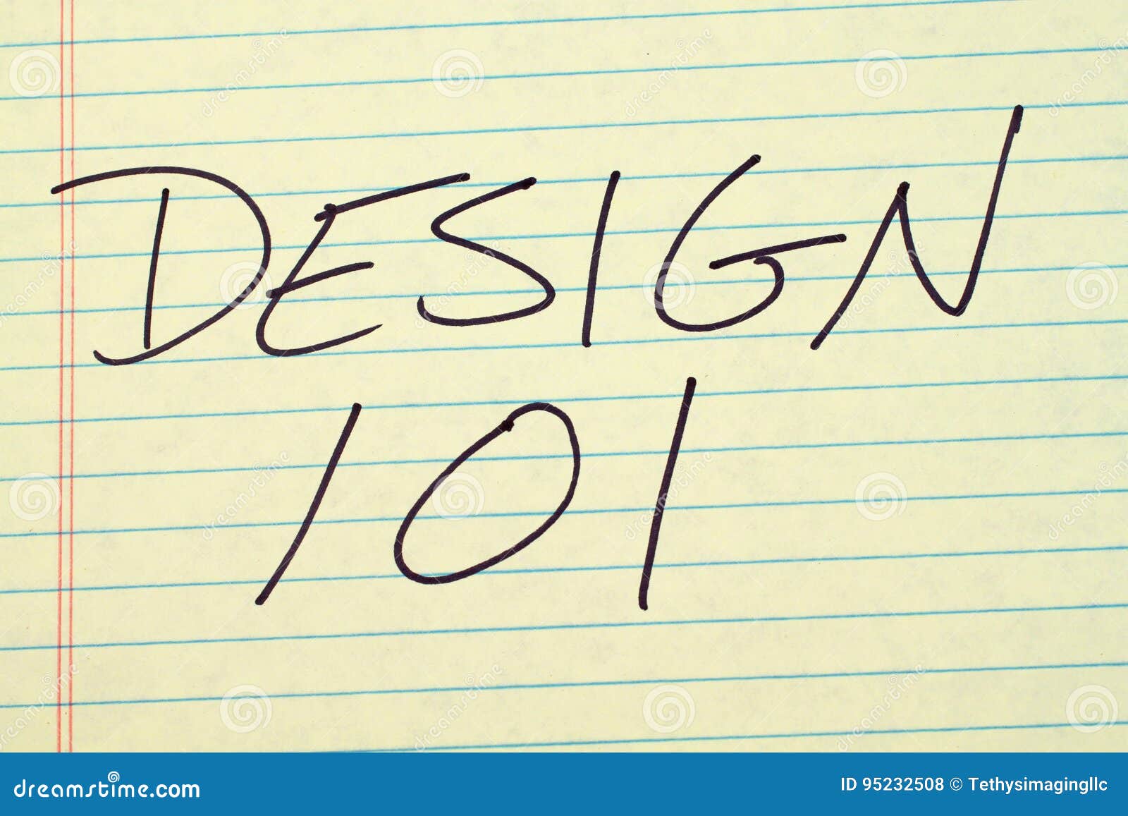 Design 101 on a Yellow Legal Pad Stock Illustration Illustration of presentation, classrooms