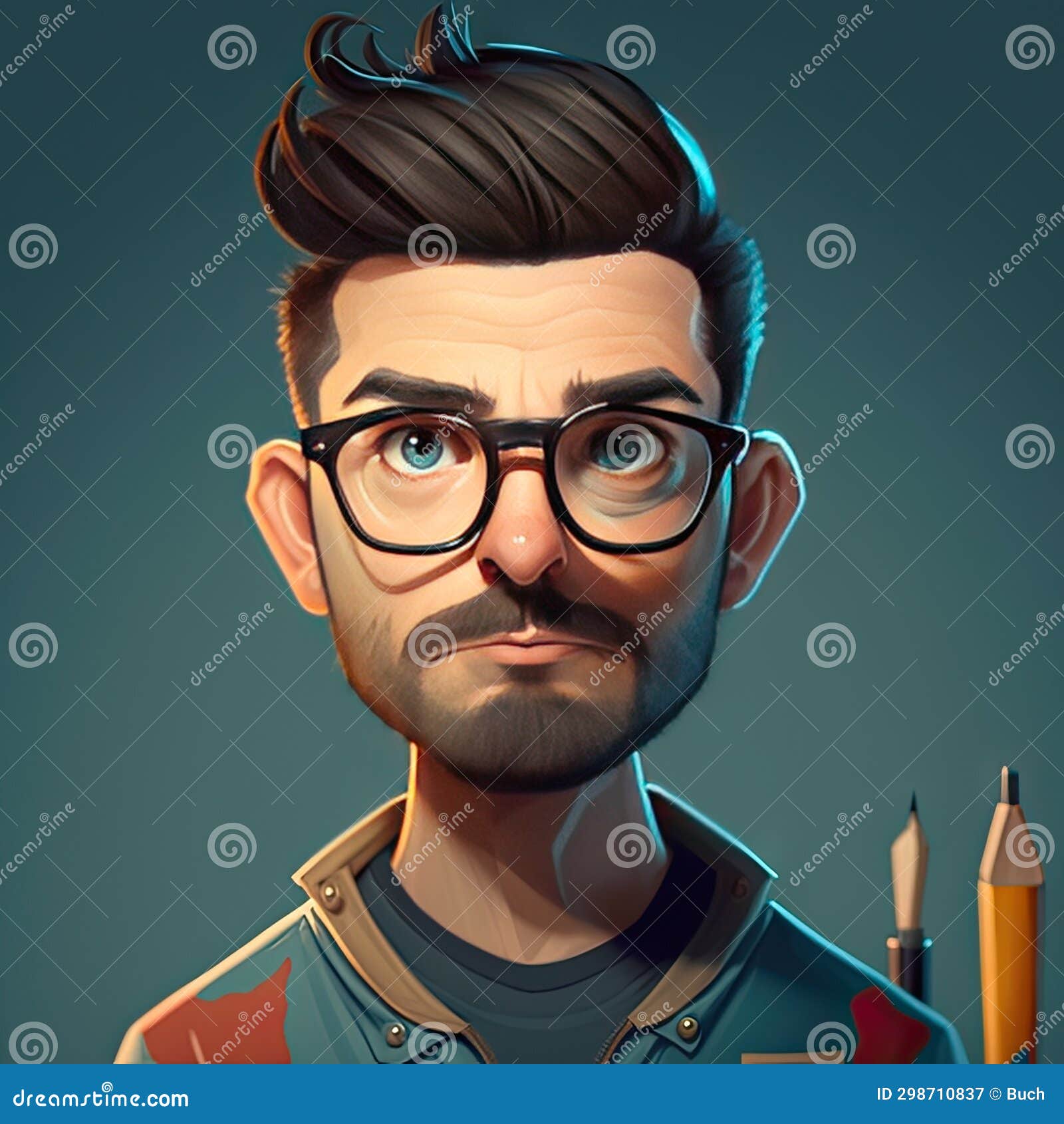 designer-cartoon-avatar-ai-generated-programmer-stock-illustration