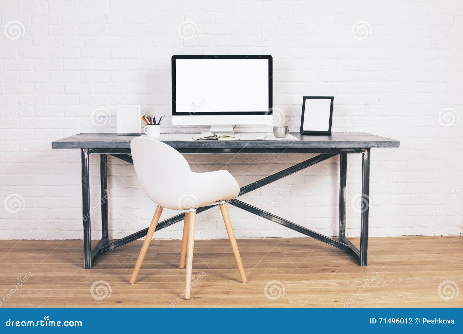 Designer Desk with White Chair Stock Photo Image of chair