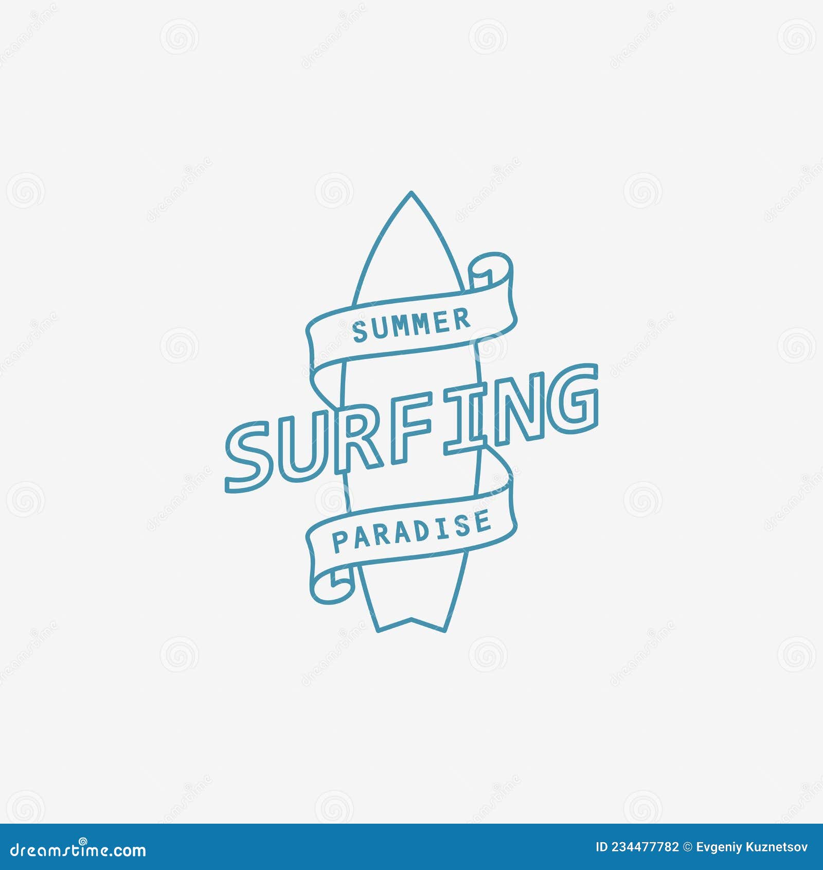 Color Illustration of Surfboard, Ribbon with Text on Background. Stock ...