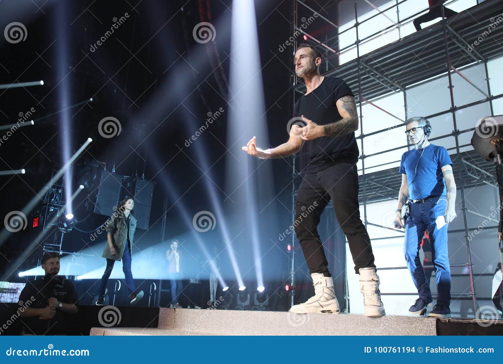 Designer Philipp Plein on the Runway at the Rehearsal before Philipp ...