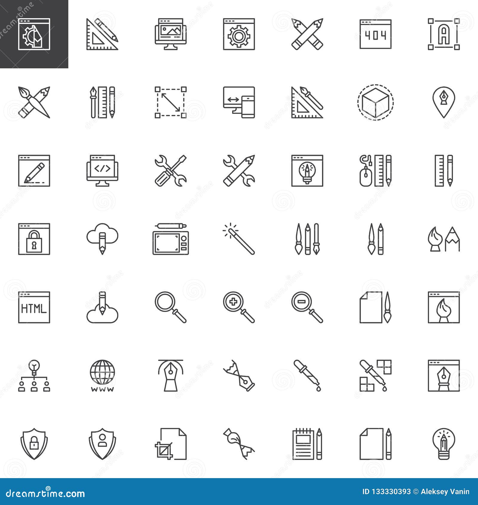 Designer Tools Outline Icons Set Stock Vector Illustration Of Designer Tools Outline Icons Set Stock Vector Illustration Of