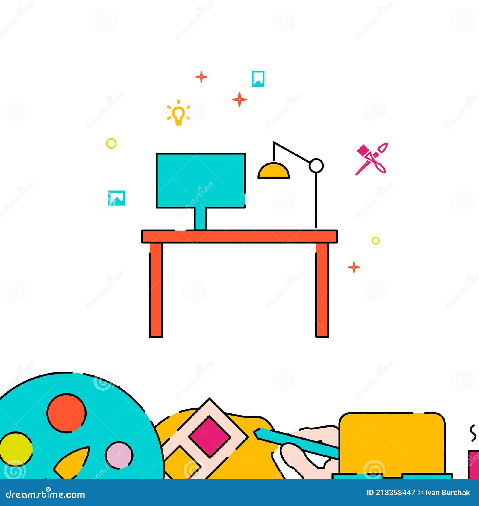 er workplace filled line icon, simple 