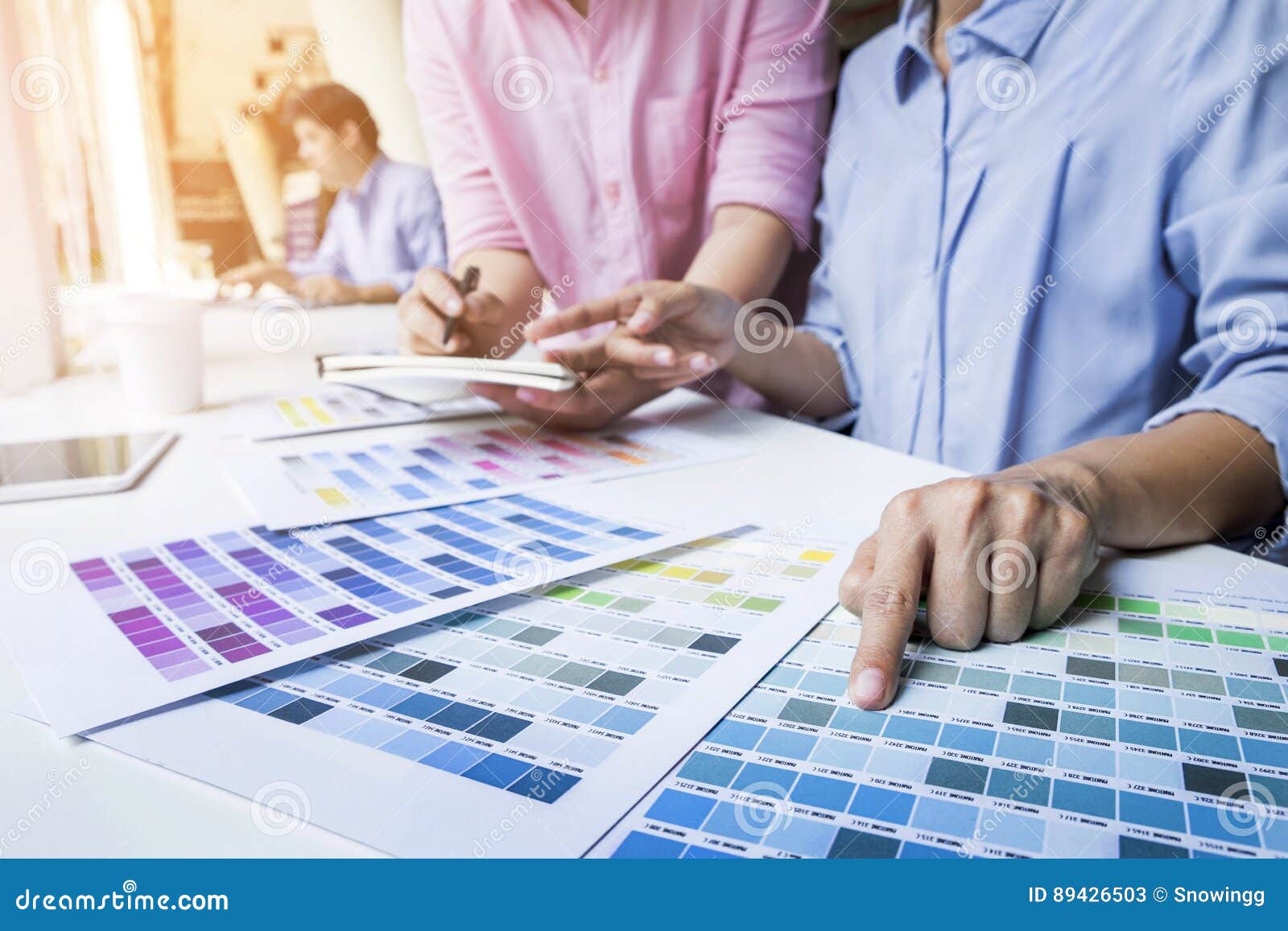 Designers Working Together at Desks in Modern Office Stock Image Image of black, busy 89426503