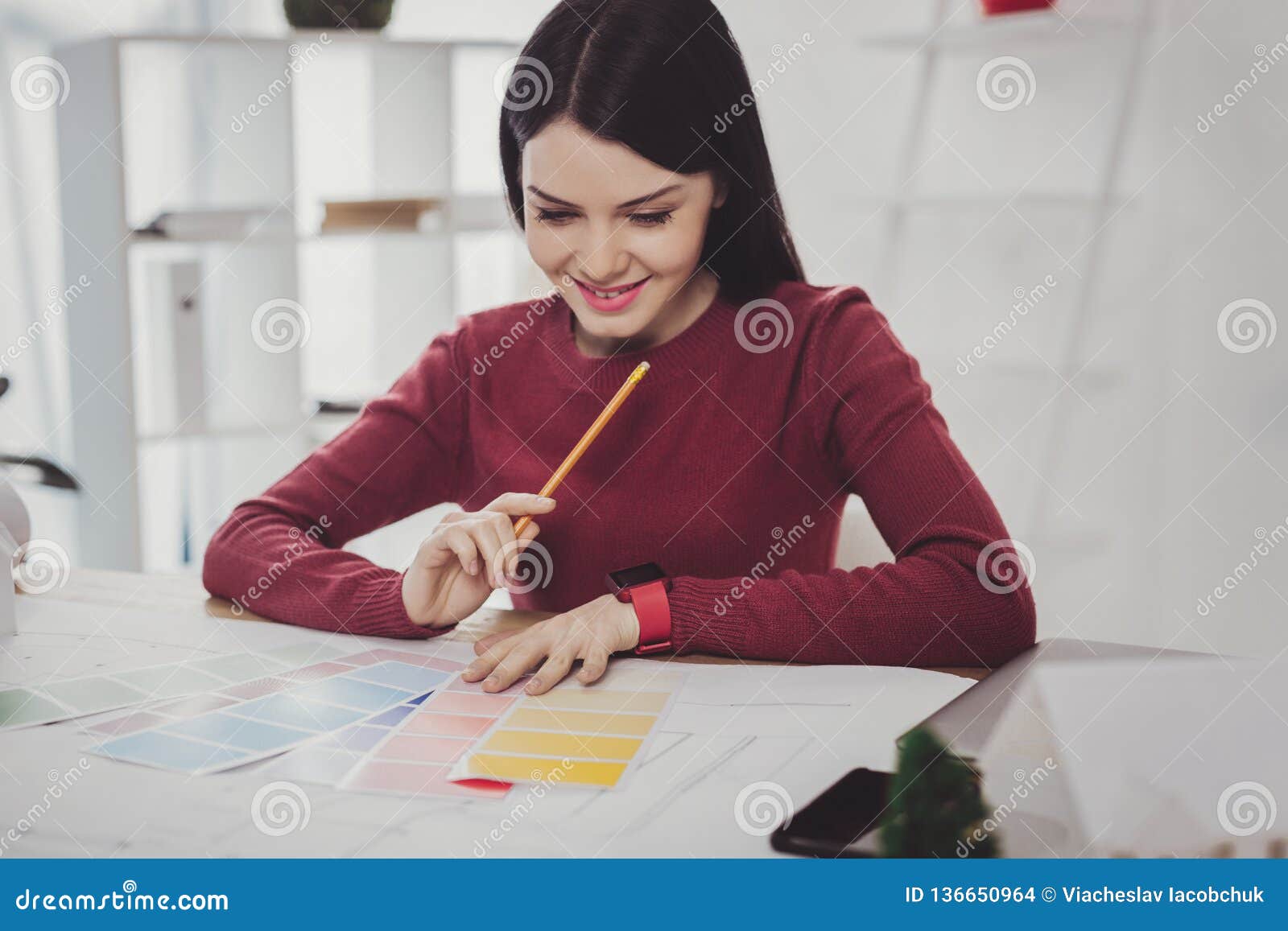 Smart Creative Woman Working As a Designer Stock Photo - Image of ...