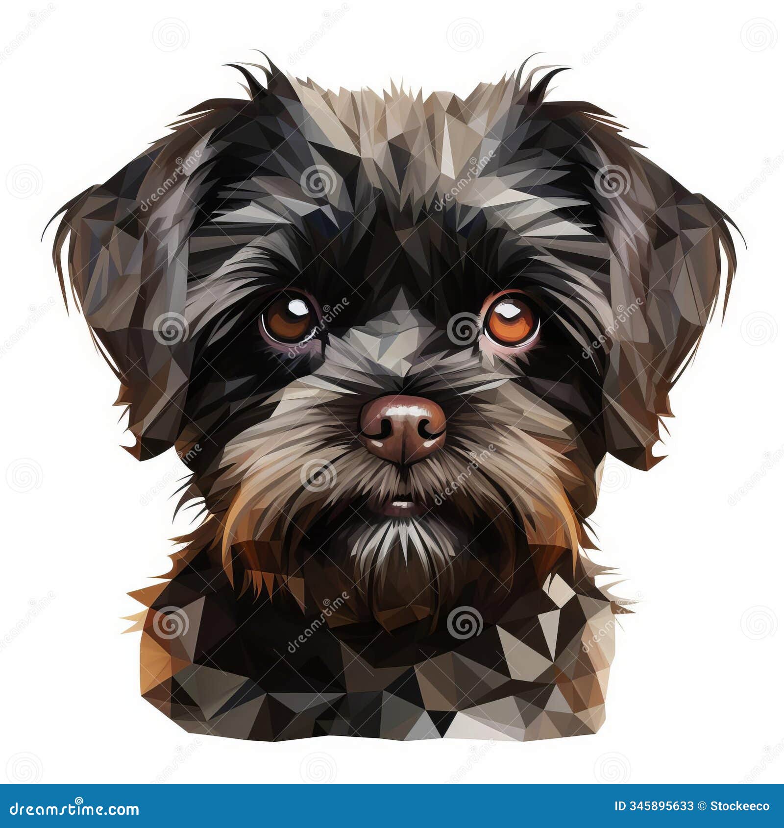 ing a realistic affenpinscher in 3d style on white