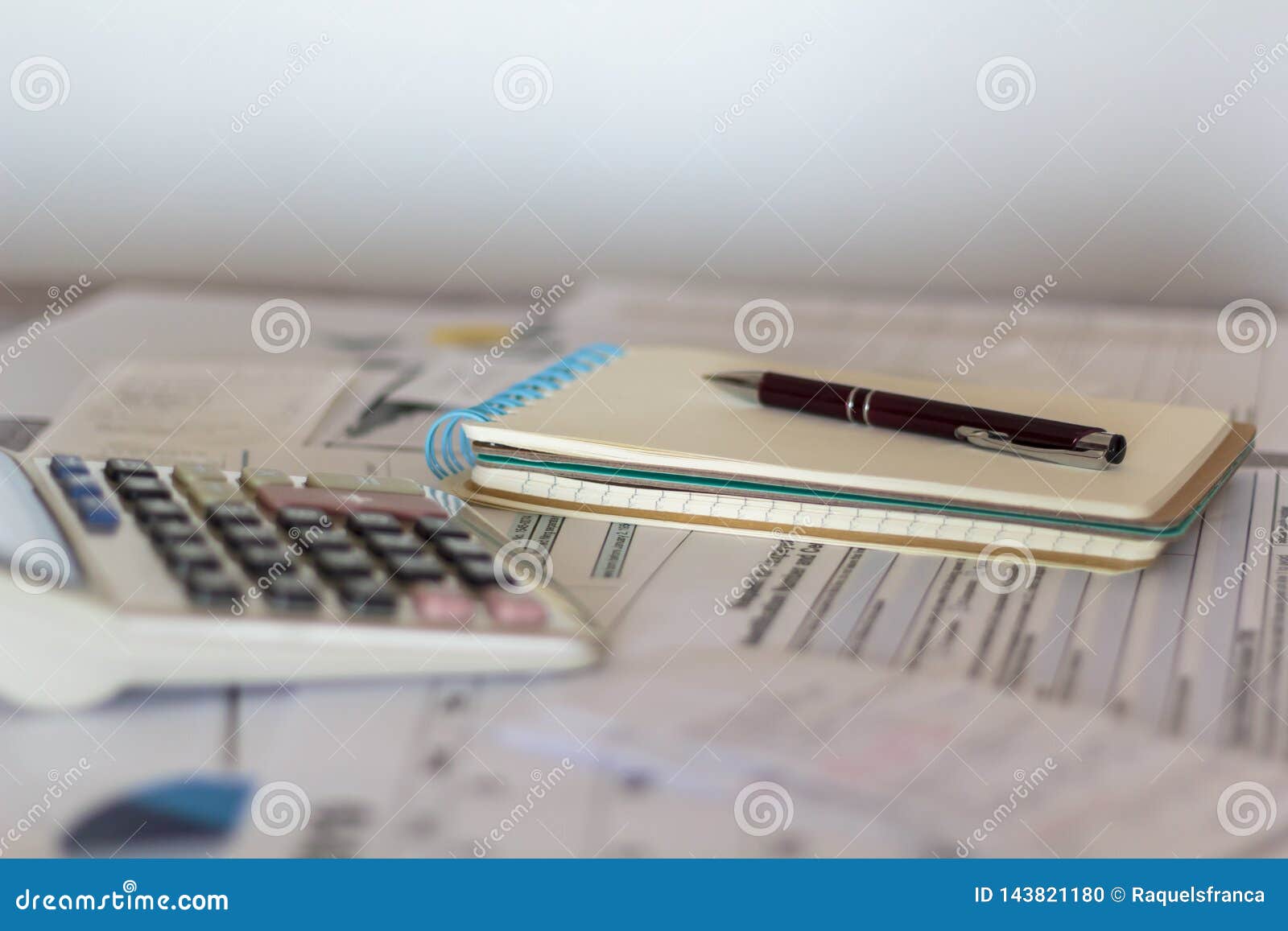 Desk with Accounting Paperwork Stock Photo Image of calculator