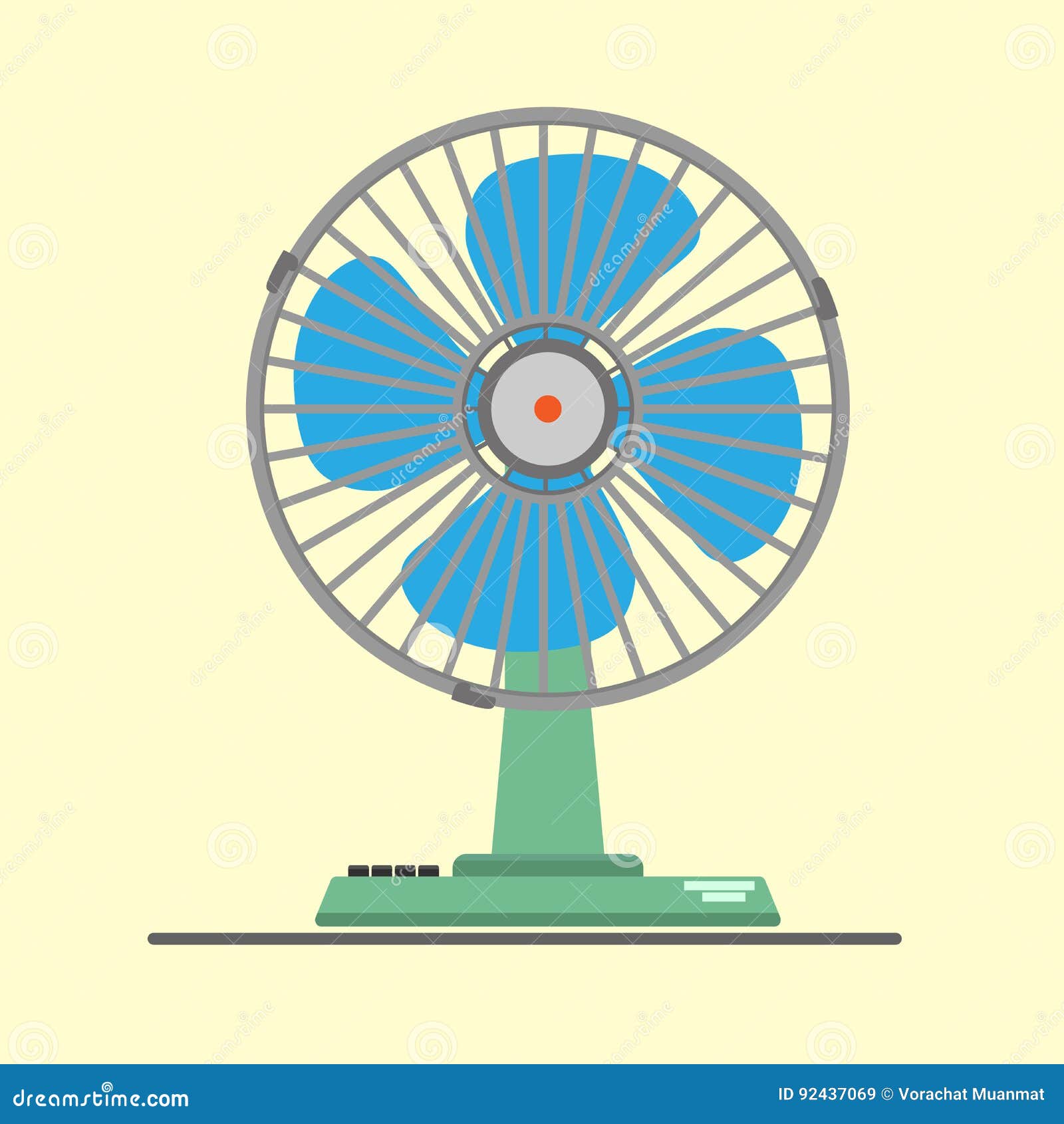 Desk Air Electric Fan Flat Design Stock Vector Illustration of object