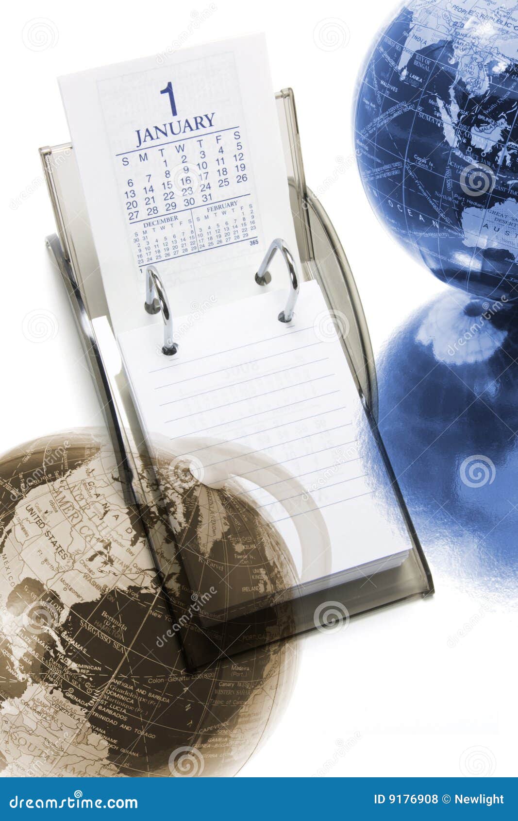 Desk Calendar and Globes stock photo. Image of planner 9176908