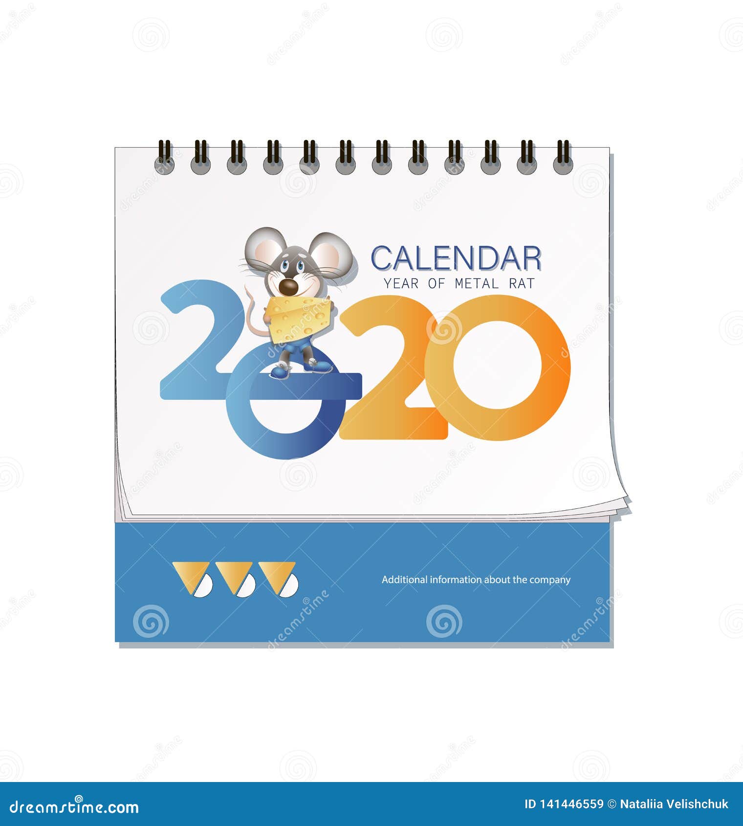 Desk Calendar 2020 Mouse With Cheese The Symbol Of 2020 Stock