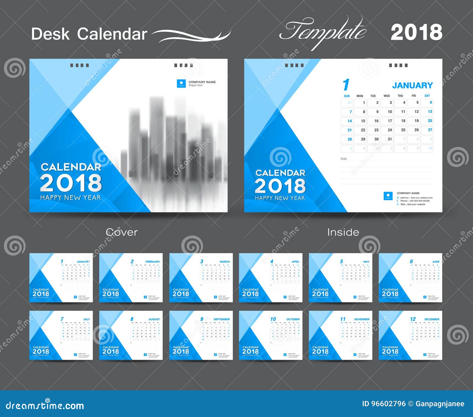 Calendar Layout Design : Desk calendar template layout design blue cover Calendar Layout Design : Desk calendar template layout design blue cover
