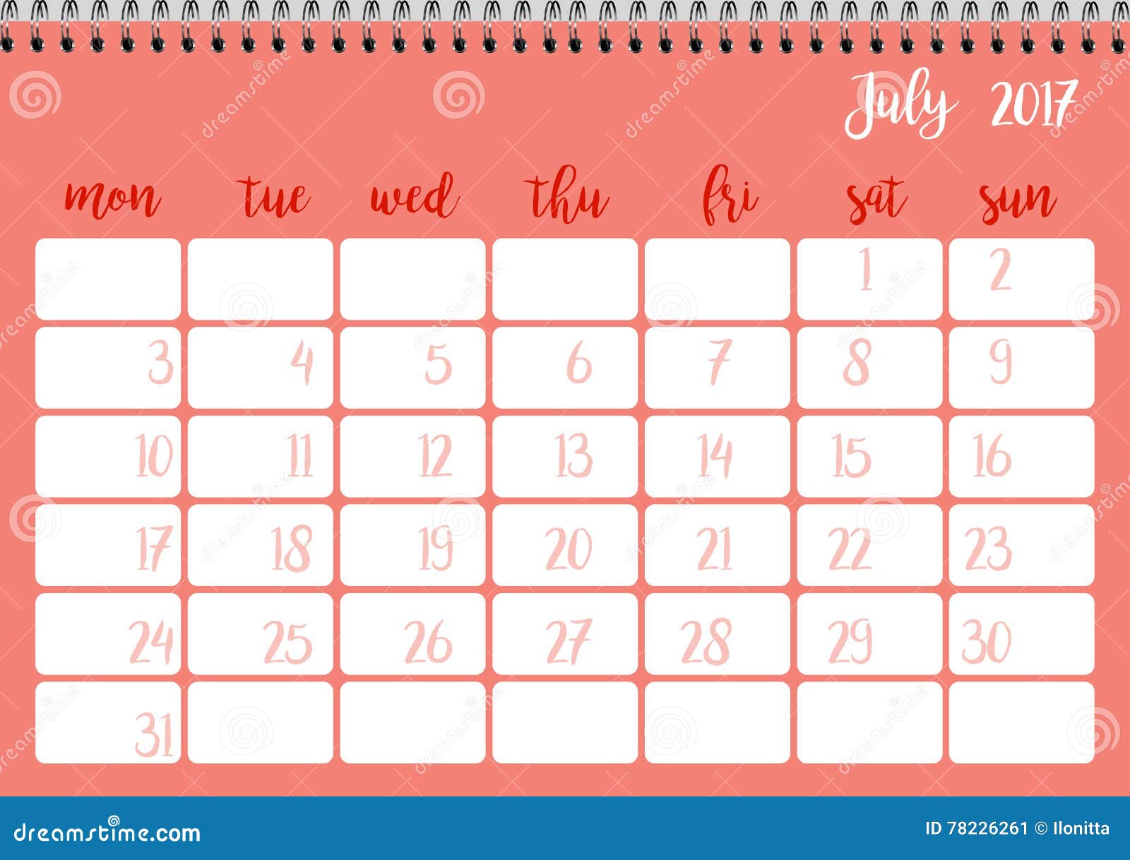 desk calendar template for month july week starts monday stock vector