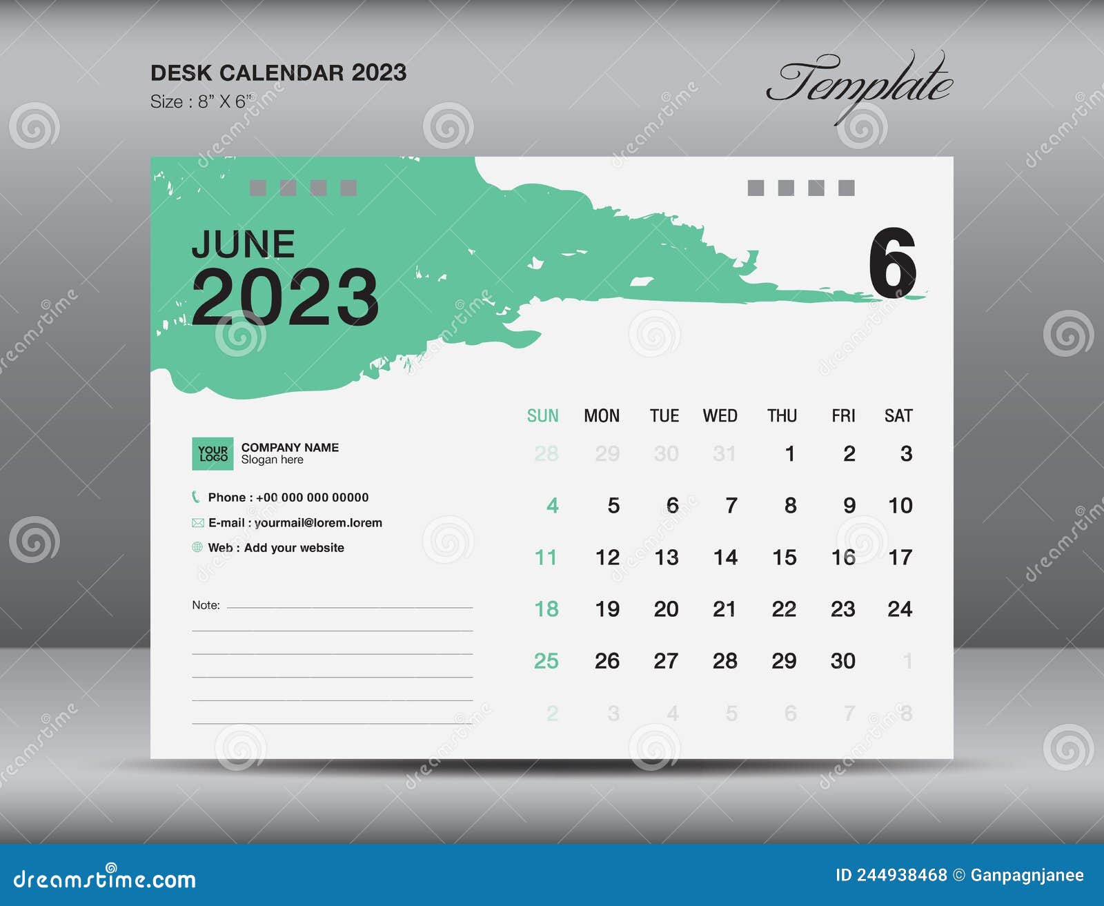 Desk Calender 2023 Design, June Month Template, Calendar 2023 Template
