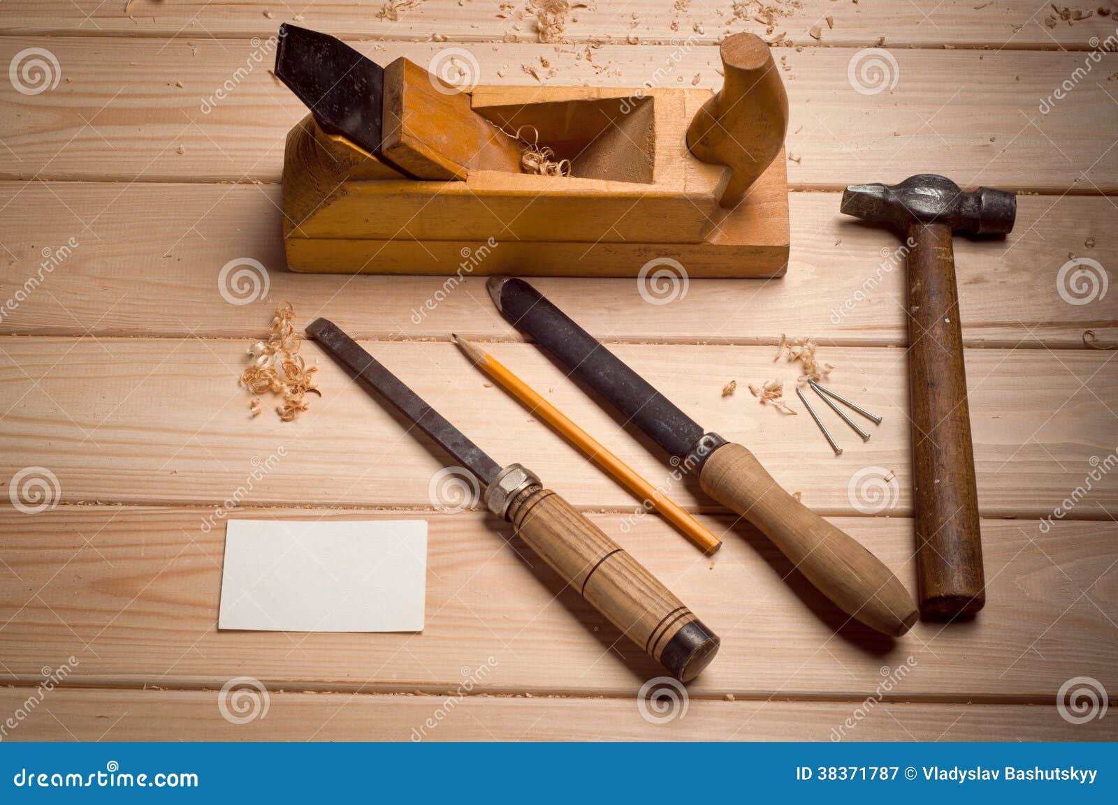 Desk of a Carpenter with Some Tools Stock Image Image of bond