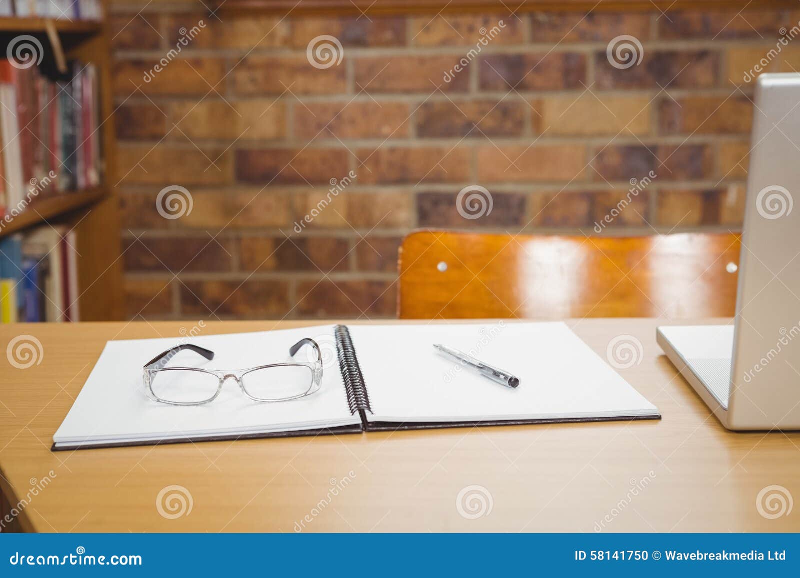 Desk with Laptop, Glasses and Ledger on it Stock Photo Image of learn